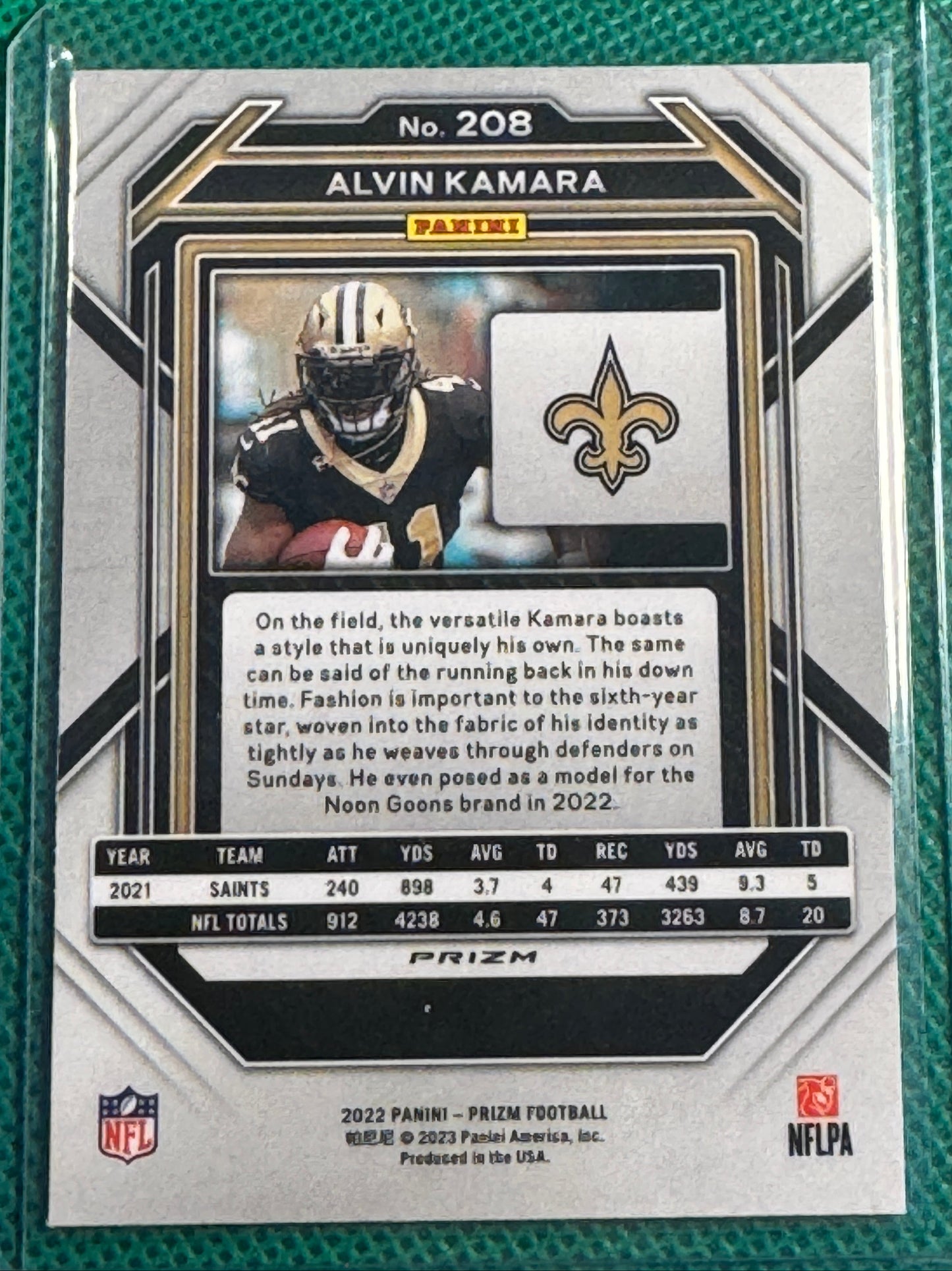 2022 Panini Prizm Football Alvin Kamara #208 Saints Red White & Blue