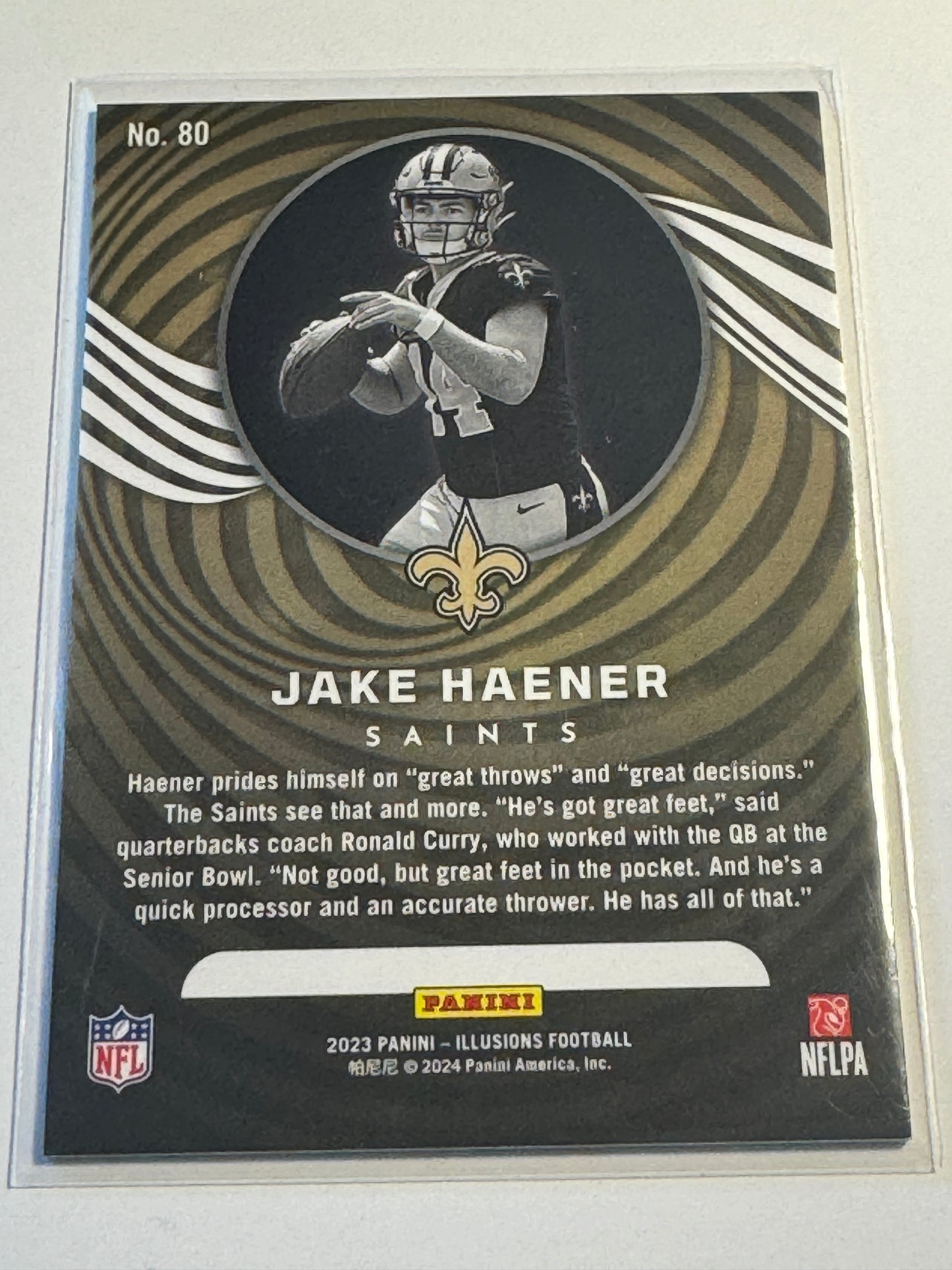 2023 PANINI | ILLUSIONS | Jake Haener No.80 | Saints | Holo Rookie Card