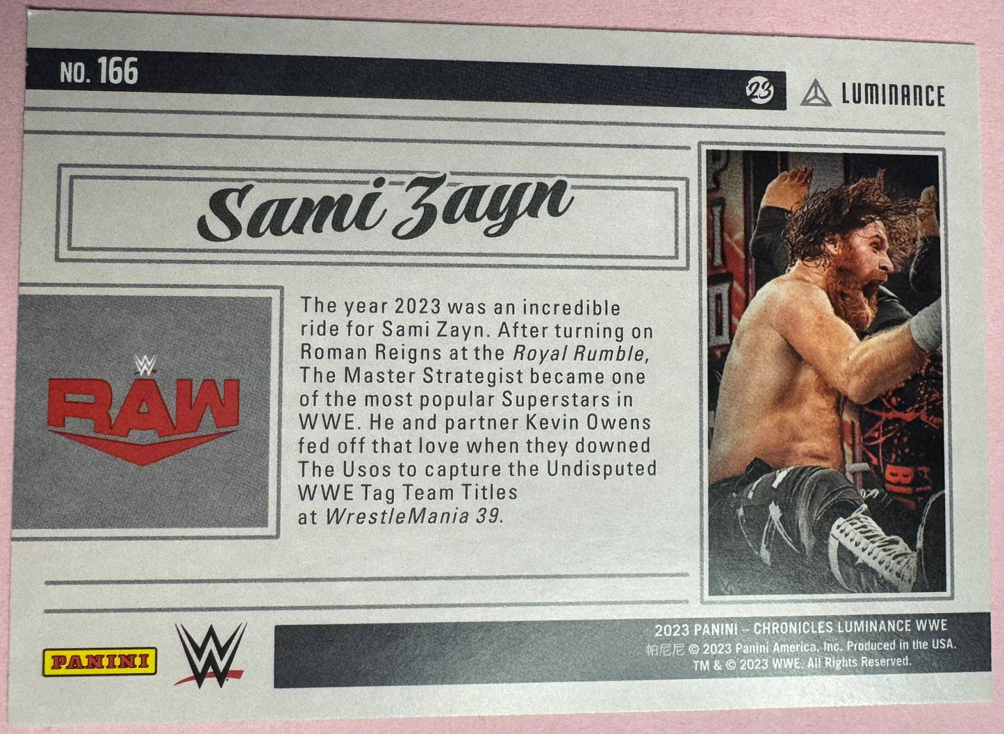 2023 Panini Chronicles WWE Sami Zayn #166 Luminance