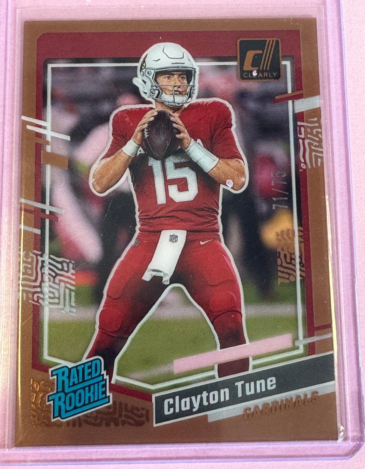 2023 Panini Clearly Donruss Football Clayton Tune #56 Cardinals RR Bronze 71/75