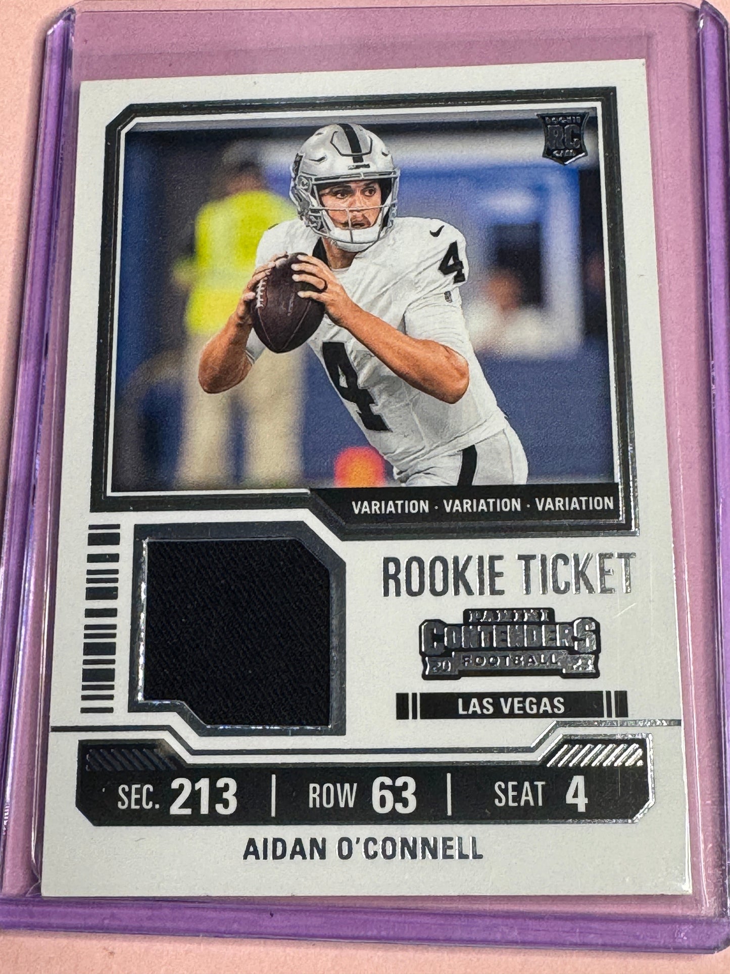 23' Panini Contenders | Aidan O'Connell No.TS1V | Raiders RC Ticket Var. Patch