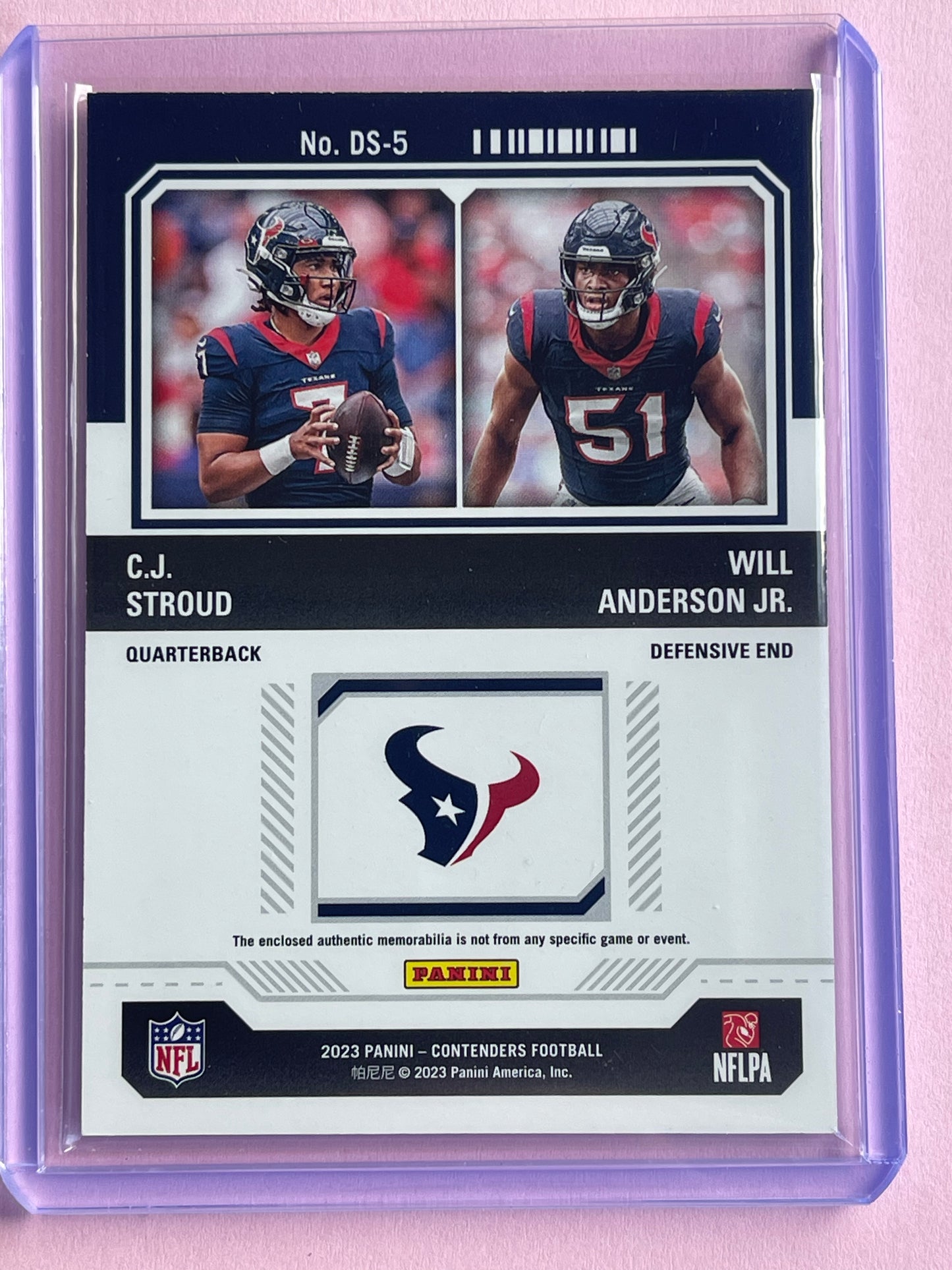 2023 Panini Contenders | CJ Stroud/Anderson Jr No.DS-5 | Titans RC Ticket Patch