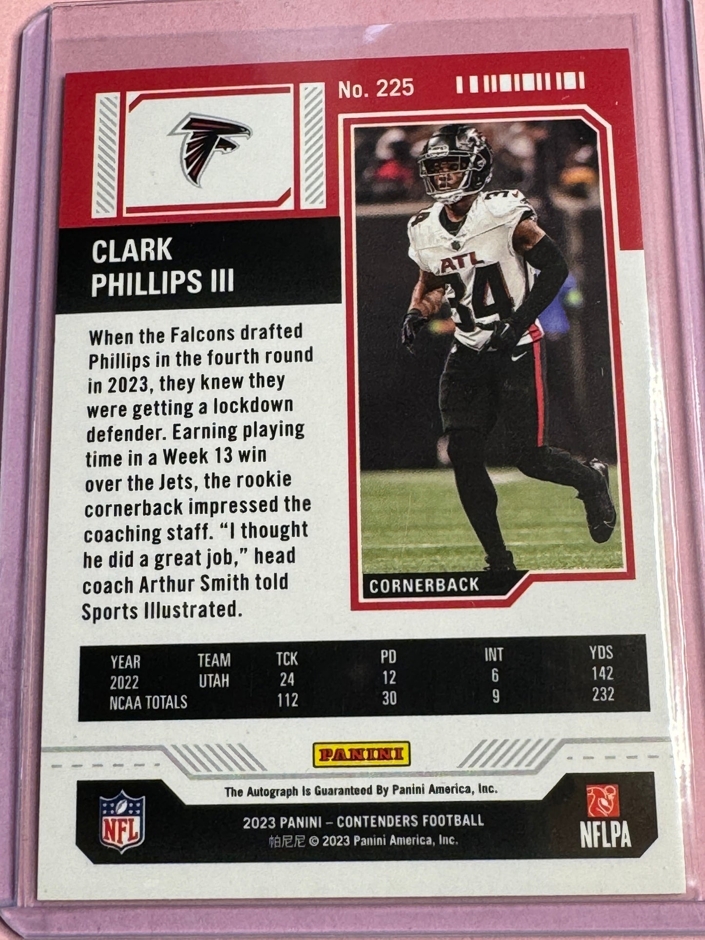 23' Panini Contenders | Clark Phillips III No.225 | Falcons | Green Prizm Auto