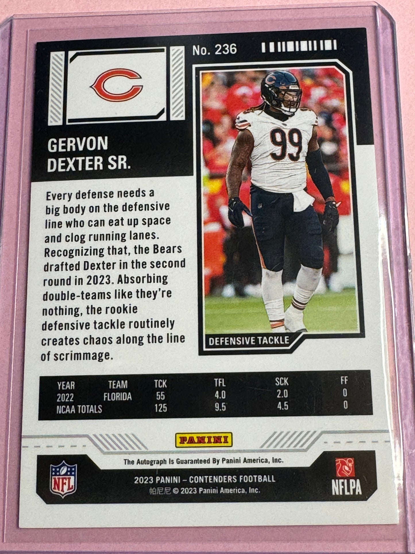 23' Panini Contenders | Gervon Dexter Sr No.236 | Bears Rookie Ticket | Auto