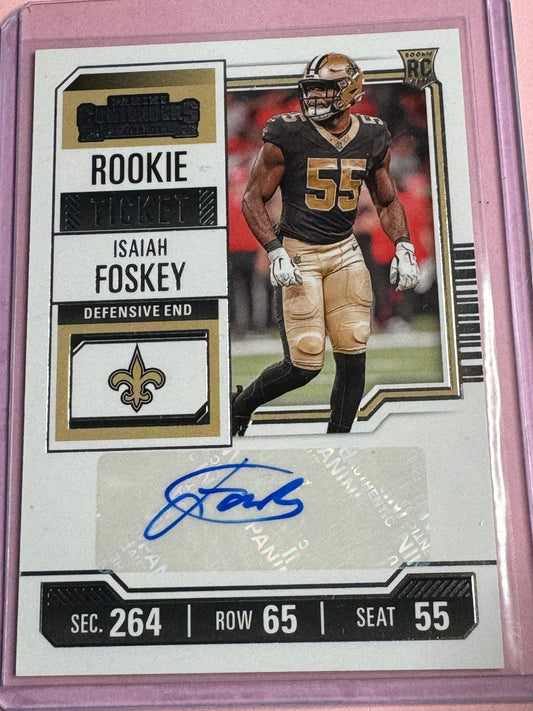 23' Panini Contenders | Isaiah Foskey No.239 | Saints Rookie Ticket | Auto