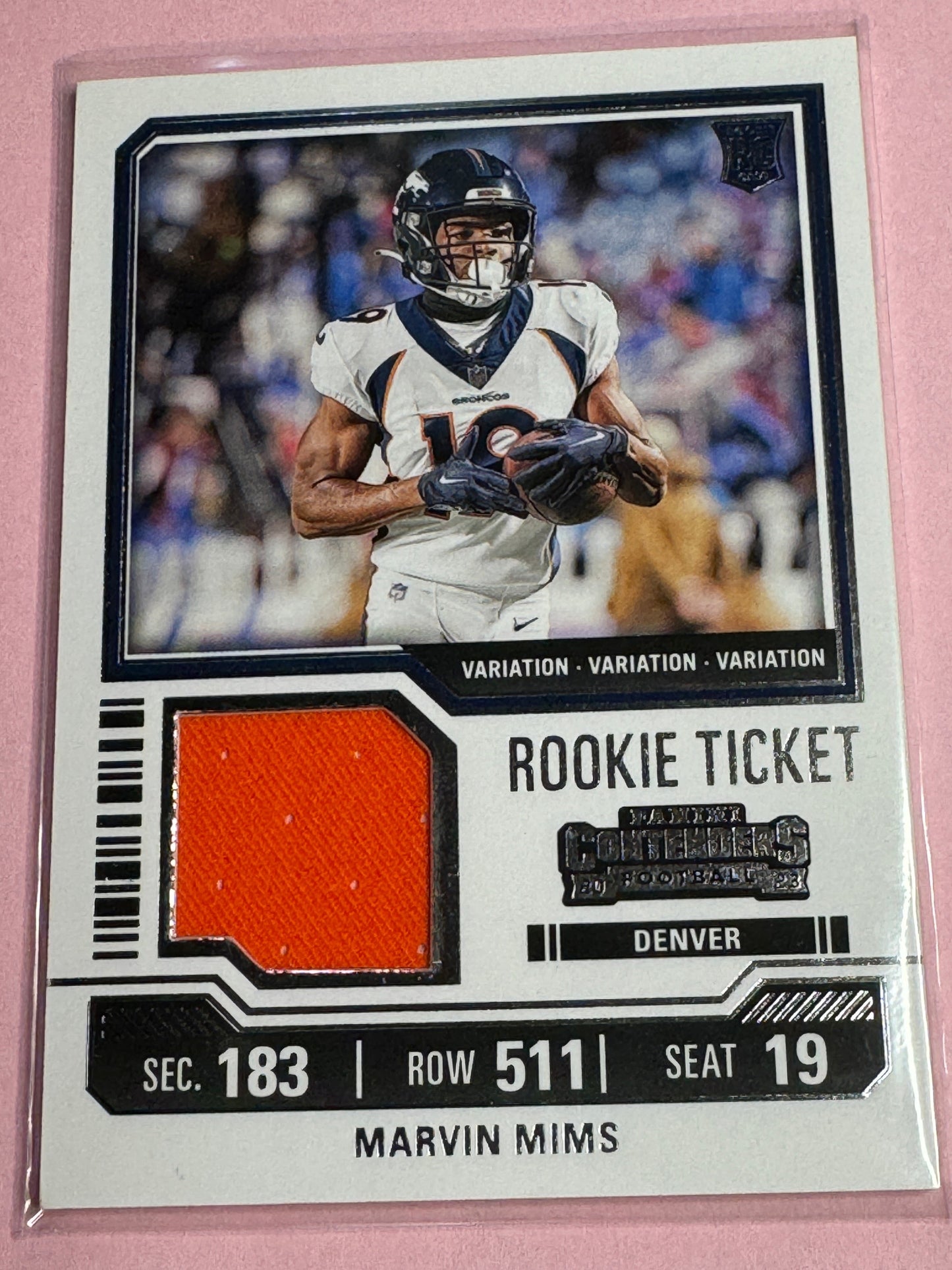 23' Panini Contenders | Marvin Mims No.TS-24v | Broncos RC Ticket Var. Patch