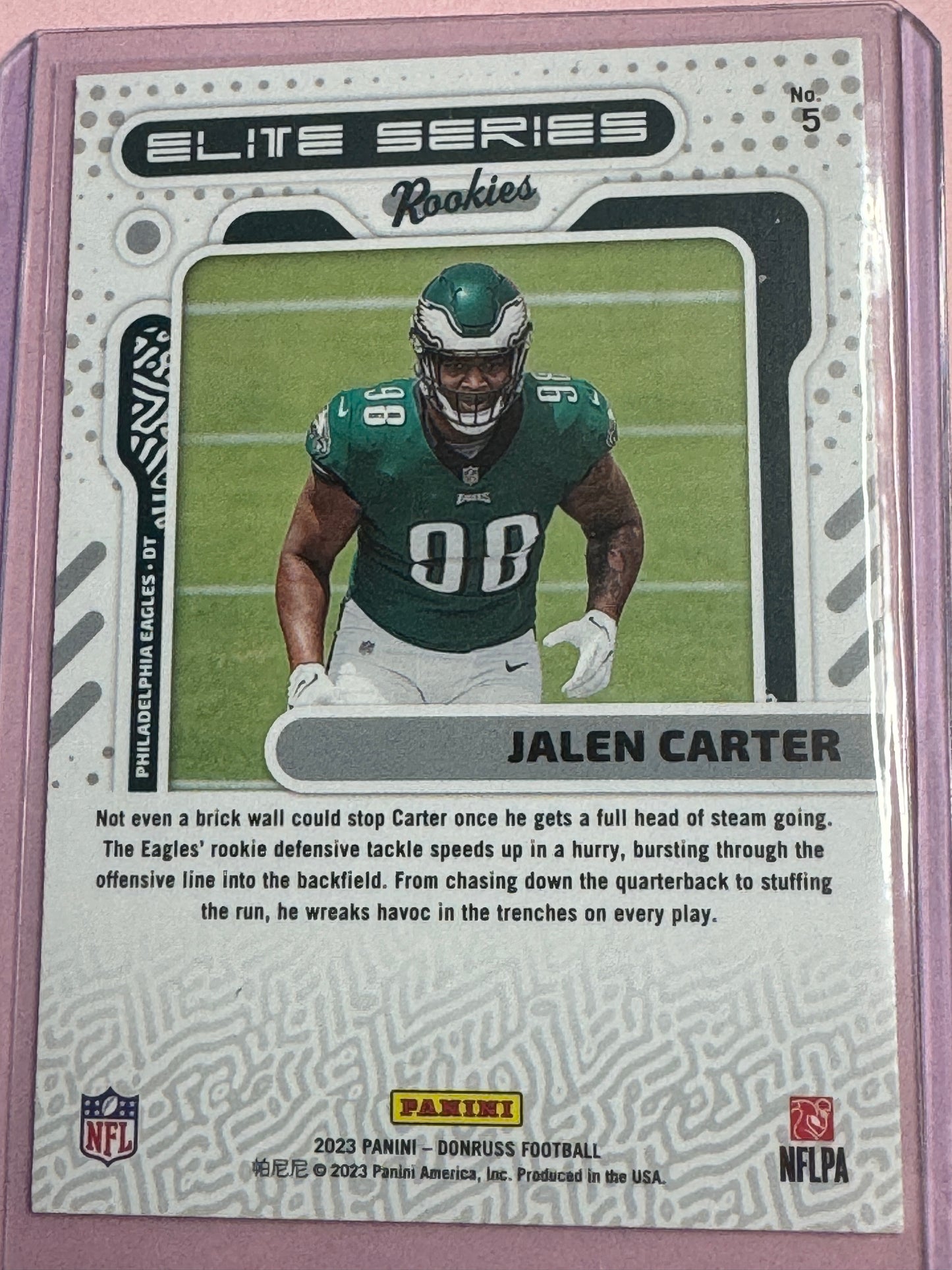 2023 Panini Donruss Jalen Carter #5 Eagles Elite Rookies