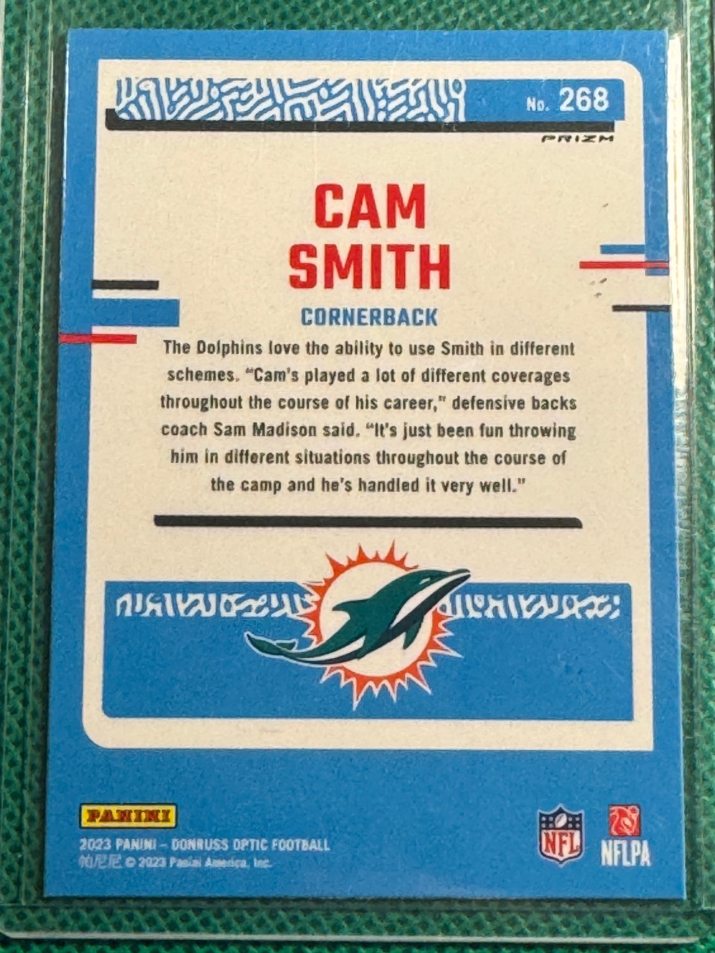 2023 Panini Donruss Optic Football Cam Smith #268 Dolphins Rated Rookie Silver Prizm