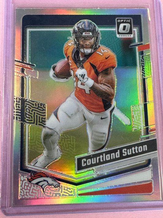 2023 Panini Donruss Optic Football Courtland Sutton #53 Broncos Silver Holo