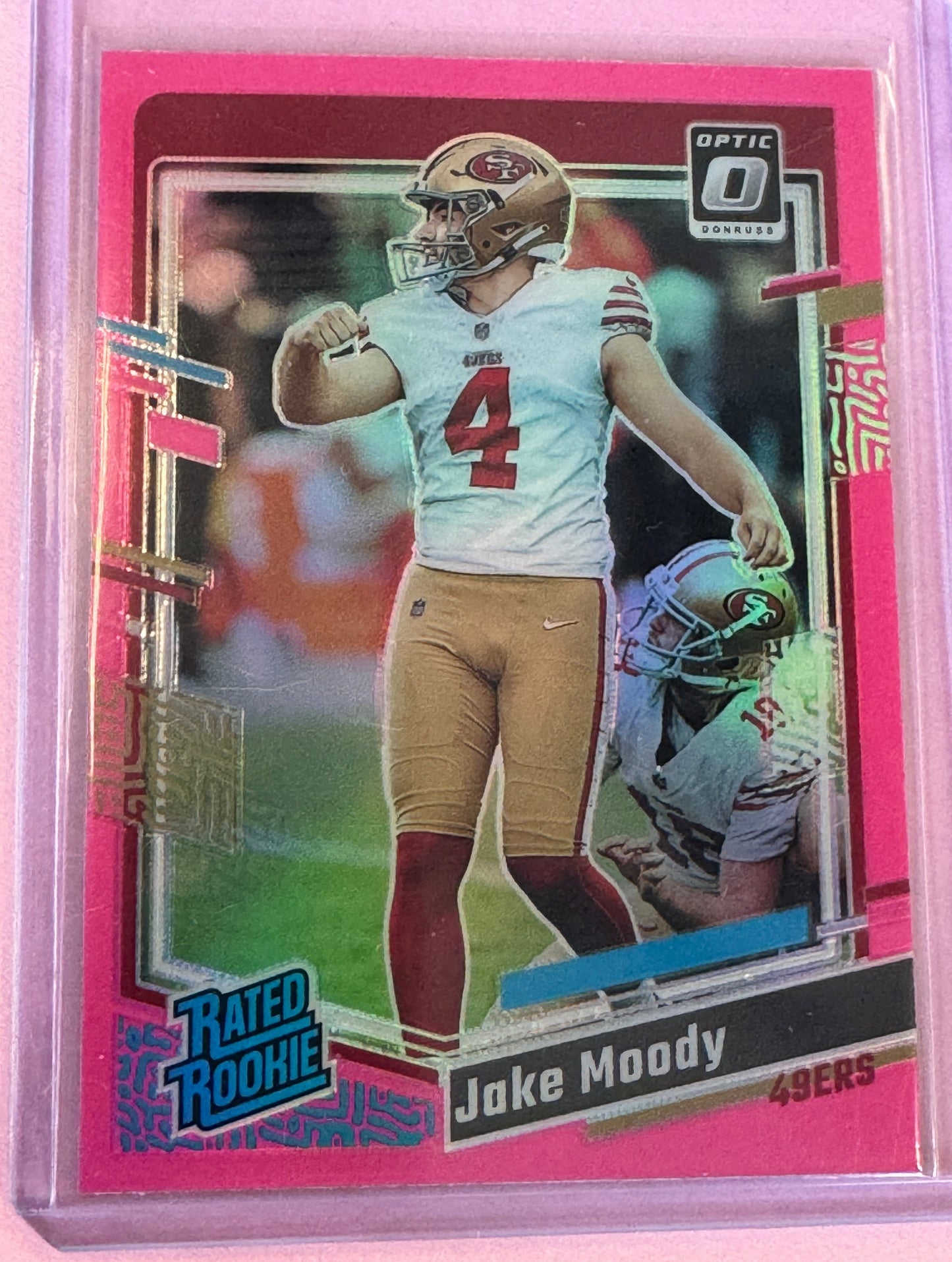 2023 Panini Donruss Optic Football Jake Moody #289 49ERS Rated Rookie Pink Prizm