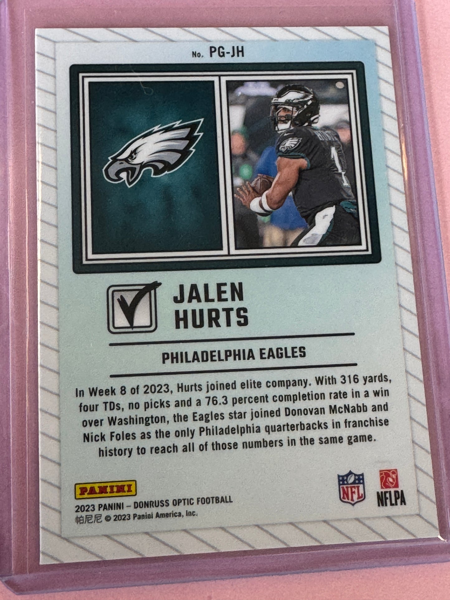 2023 Panini Donruss Optic Football Jalen Hurts #PG-JH Eagles Passing Grade