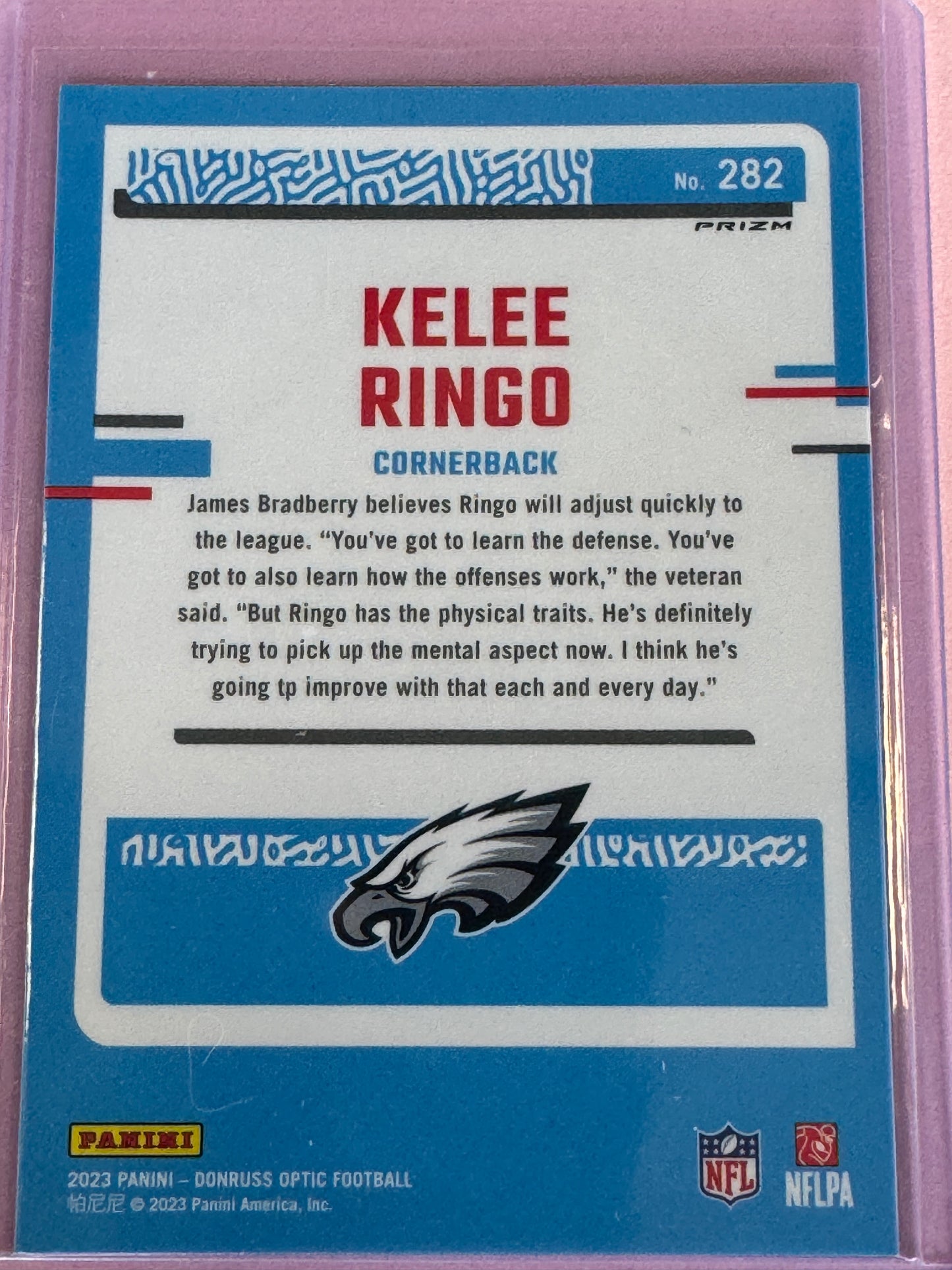 2023 Panini Donruss Optic Football Kelee Ringo #282 Eagles Rated Rookie Silver Holo