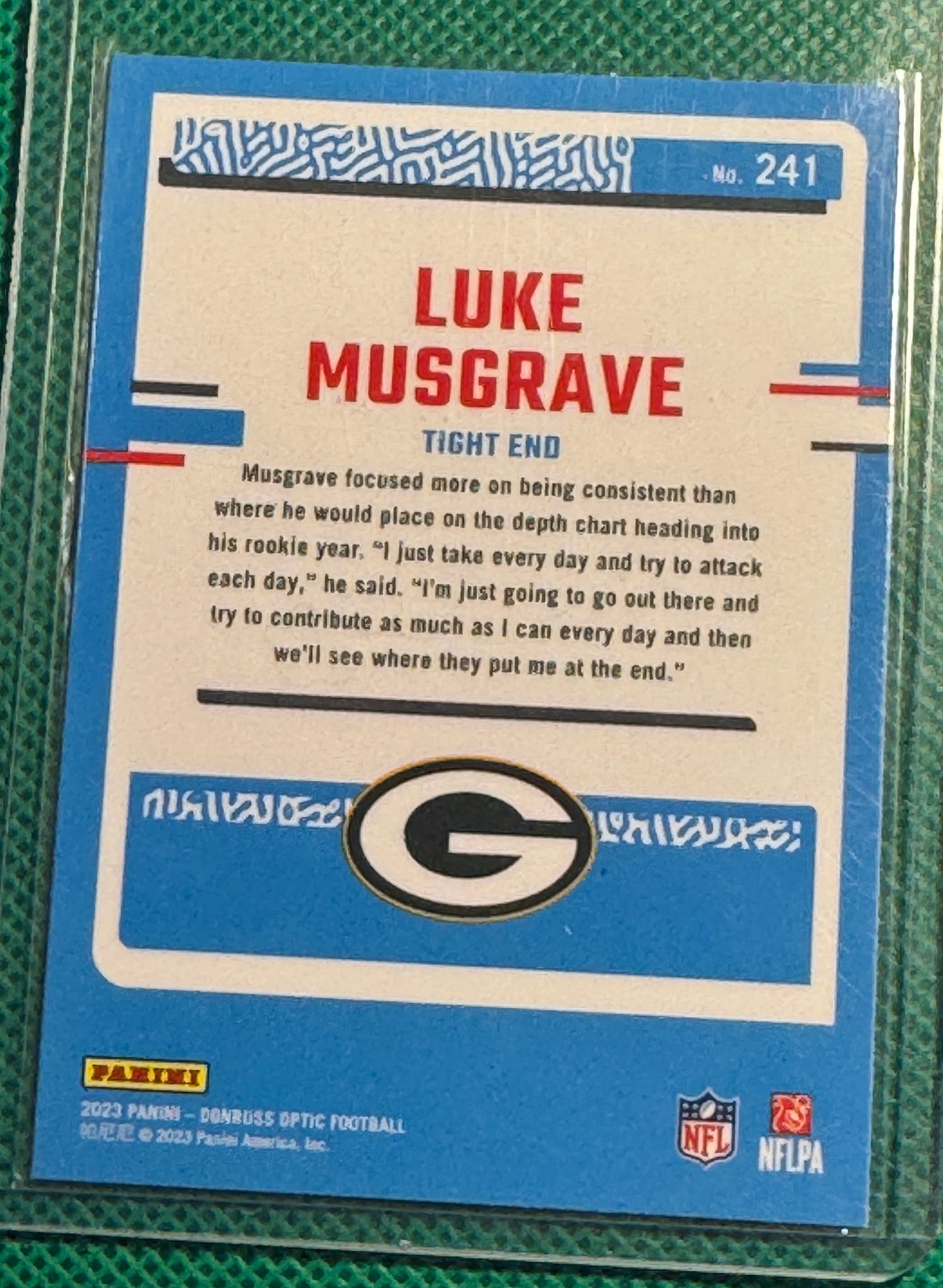 2023 Panini Donruss Optic Football Luke MusGrave #241 Packers RC