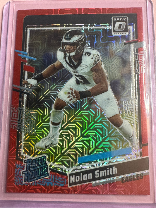 2023 Panini Donruss Optic Football Nolan Smith #283 Eagles Rated Rookie Red Hype