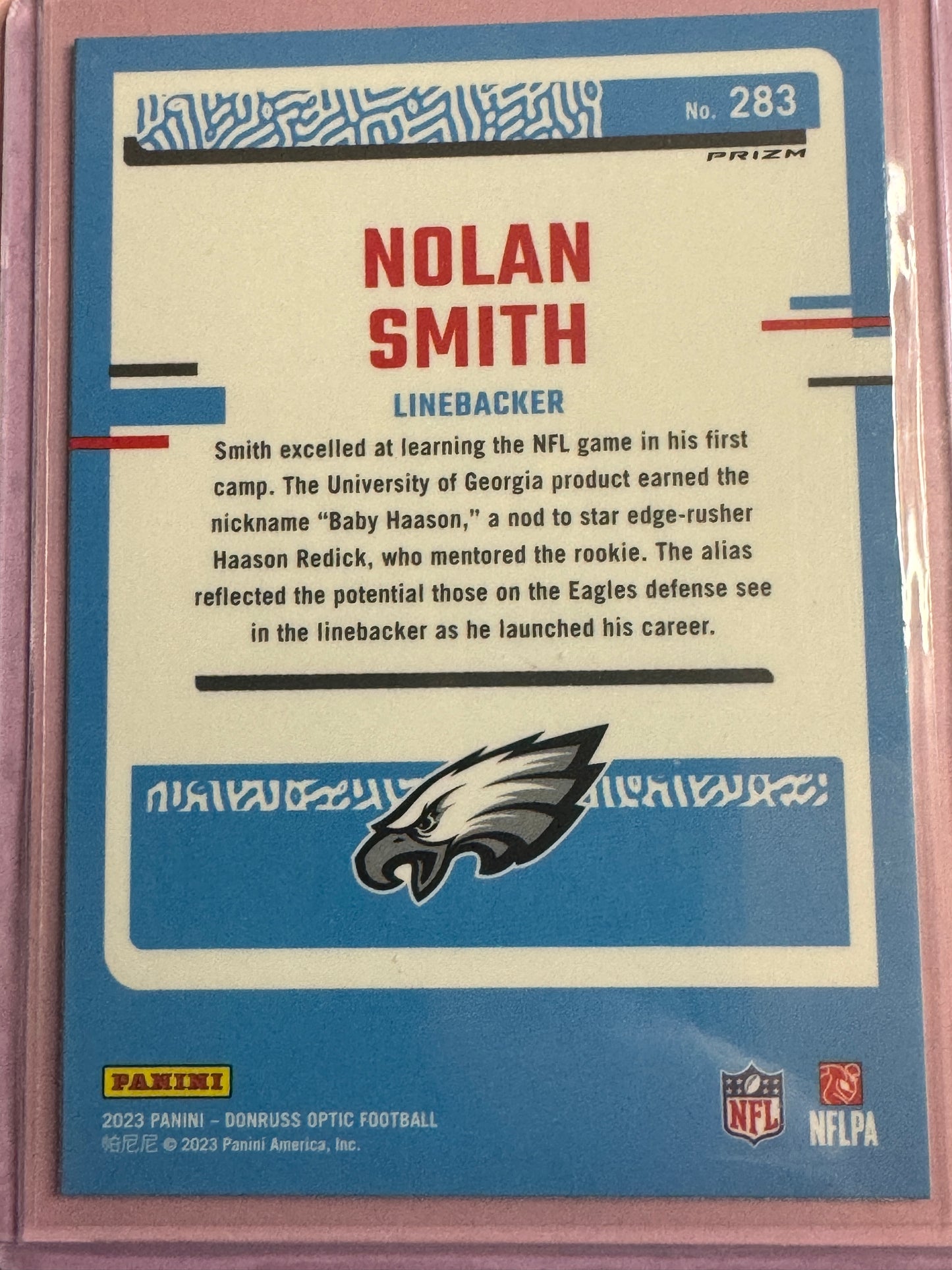 2023 Panini Donruss Optic Football Nolan Smith #283 Eagles Rated Rookie Red Hype