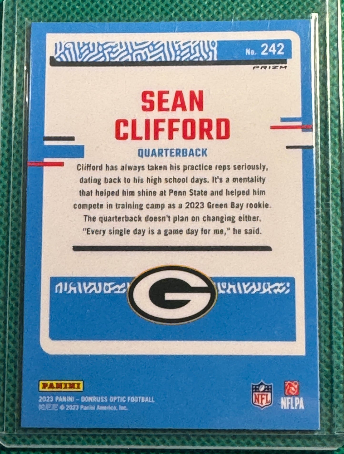 2023 Panini Donruss Optic Football Sean Clifford #242 Packers Rated Rookie Blue Scope