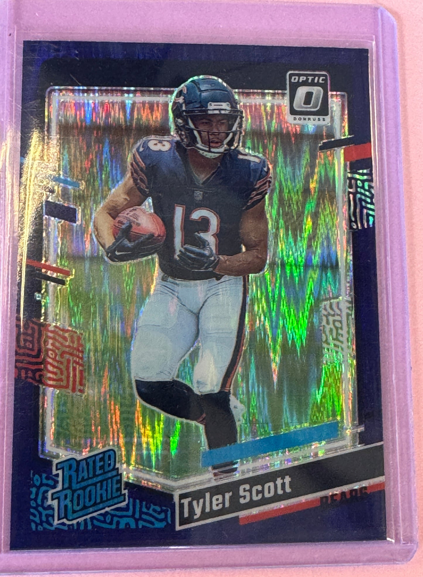 2023 Panini Donruss Optic Football Tyler Scott #218 Bears Rated Rookie Purple