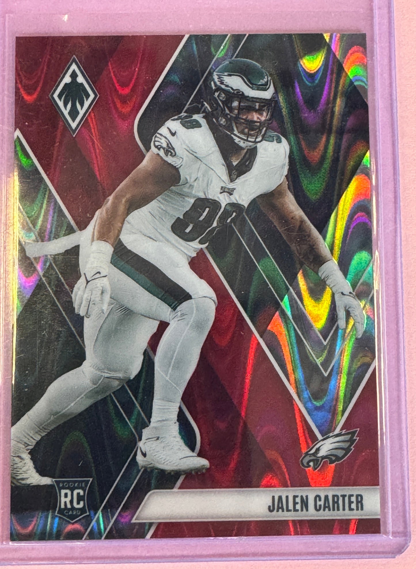 2023 Panini Phoenix Football Jalen Carter #143 Eagles RC Red Seismic 022/199