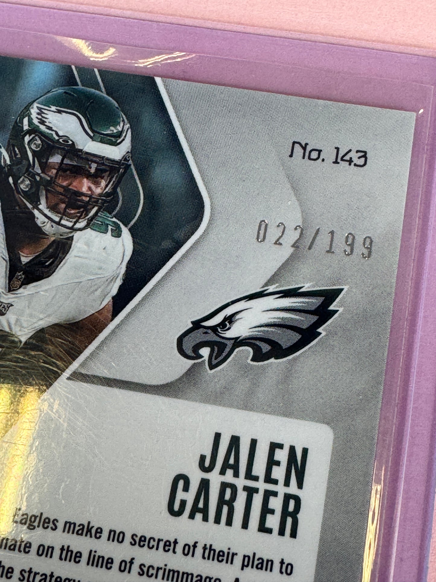 2023 Panini Phoenix Football Jalen Carter #143 Eagles RC Red Seismic 022/199