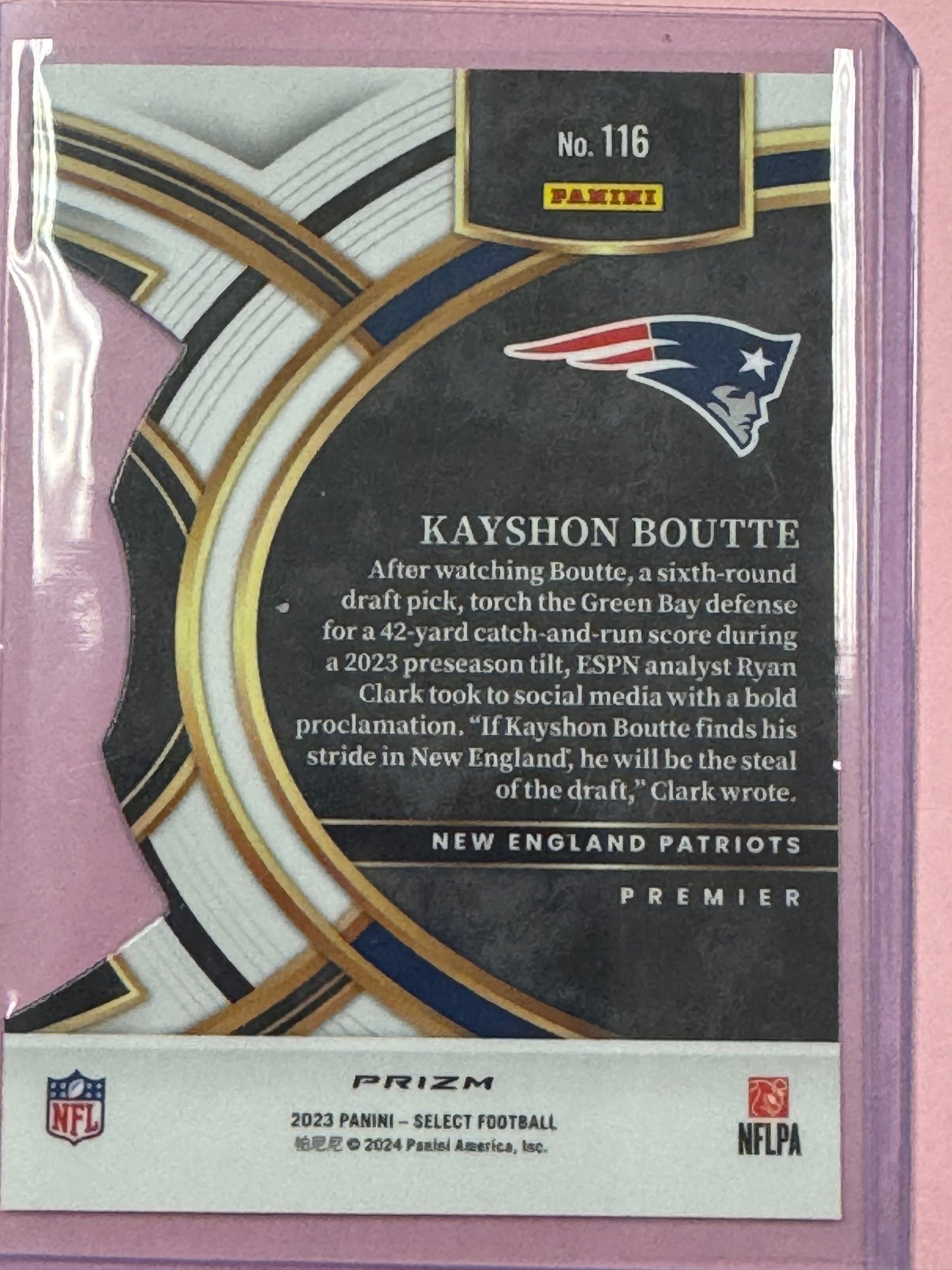 2023 Panini Prizm Select Kayshon Boutte #116 Patriots RC Die-Cut Silver Premier