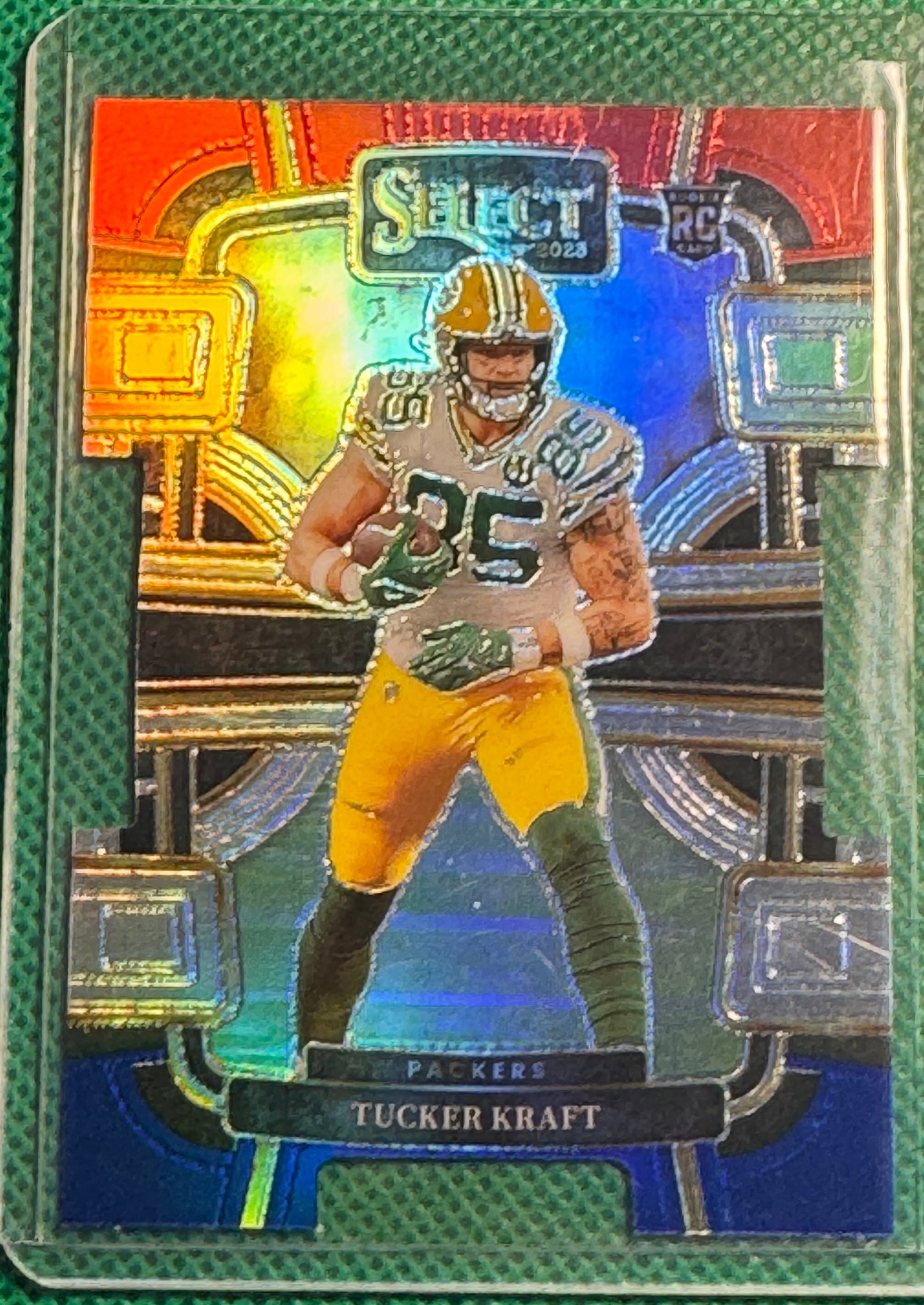 2023 Panini Select Football Tucker Kraft #37 Packers RC Red Blue Die-Cut