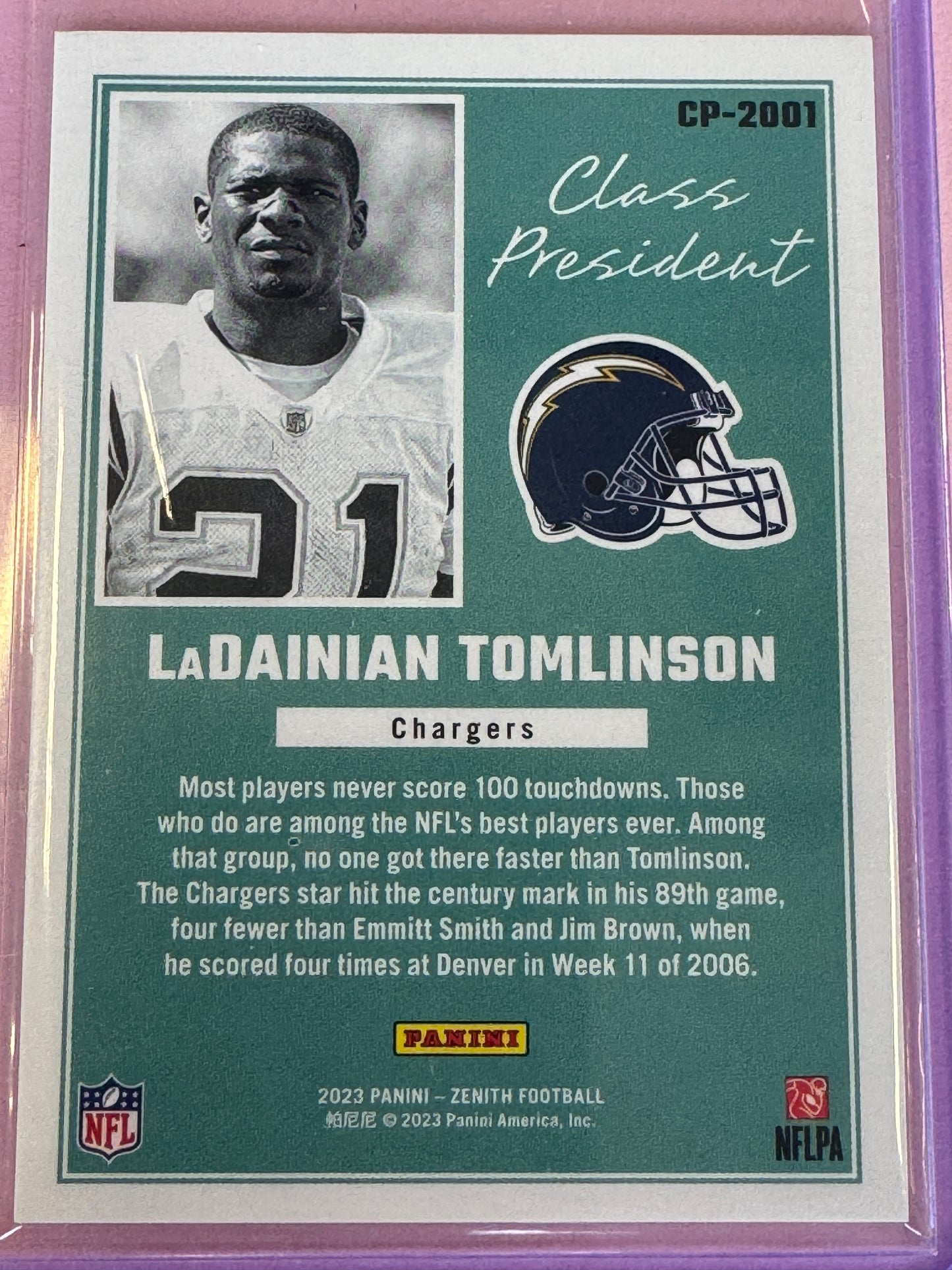 2023 Panini Zenith Football LaDainian Tomlinson #CP-2001 Chargers Class President