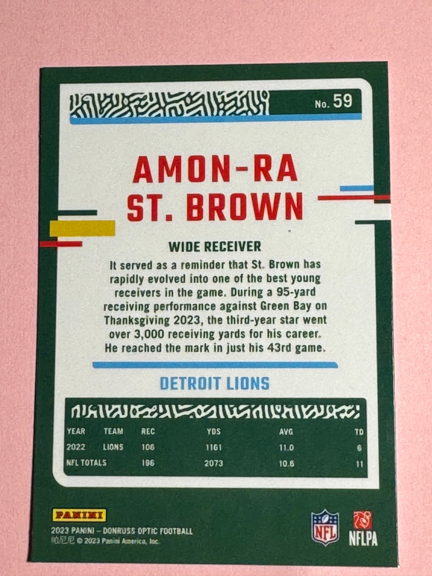 2023 Panini | Donruss Optic Football | Amon-Ra St. Brown #59 | Lions