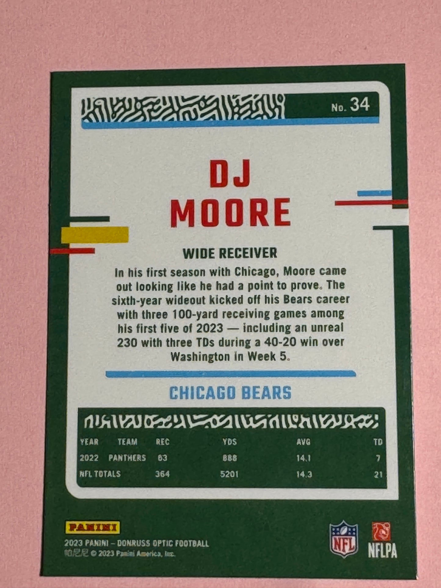 2023 Panini | Donruss Optic Football | DJ Moore #34 | Bears