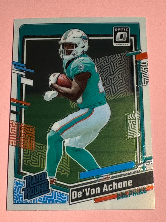 23 Panini | Donruss Optic Fb | De'Von Achane #269 | Dolphins | Rated Rookie