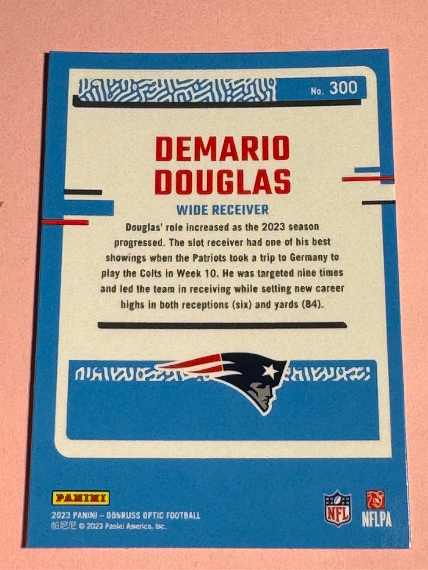 23 Panini | Donruss Optic Fb | Demario Douglas #300 | Patriots | Rated Rookie