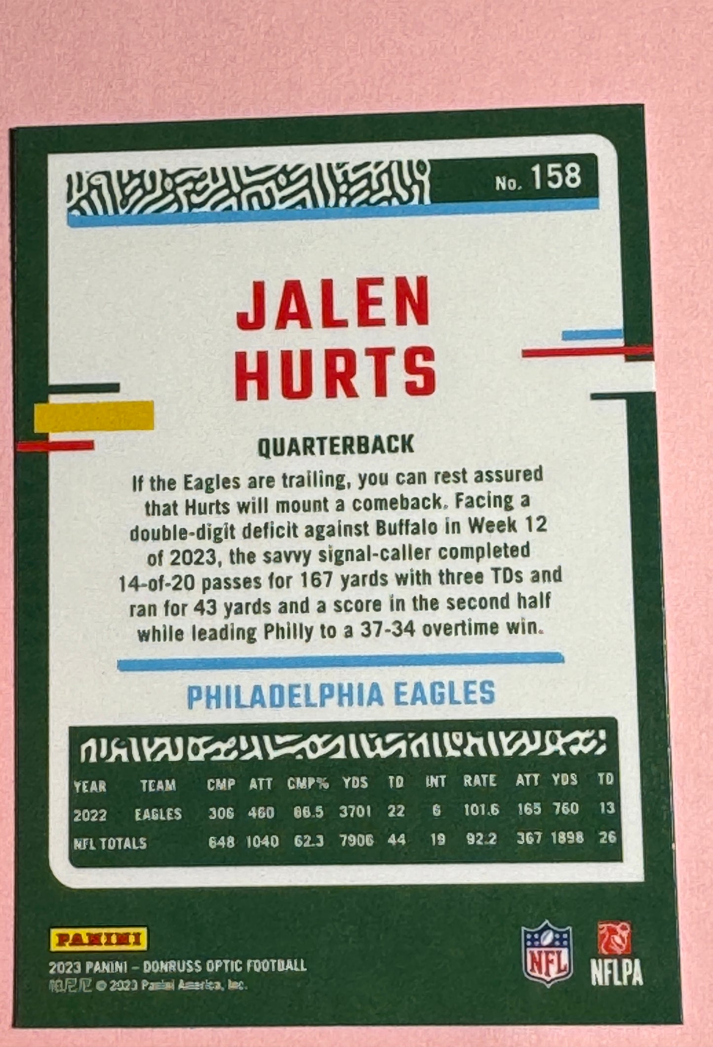 2023 Panini | Donruss Optic Football | Jalen Hurts #158 | Eagles