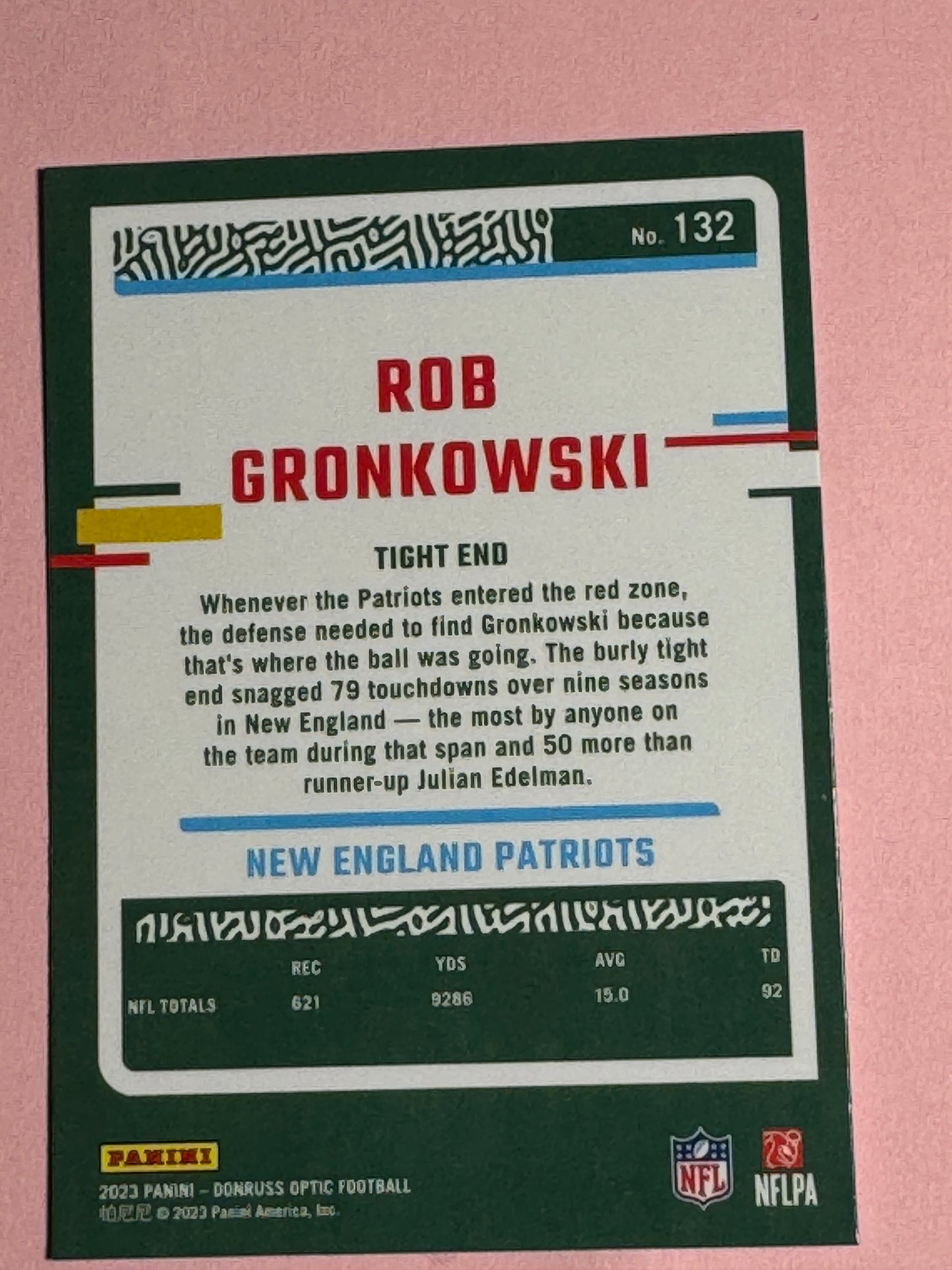 2023 Panini | Donruss Optic Football | Rob Gronkowski #132 | Patriots