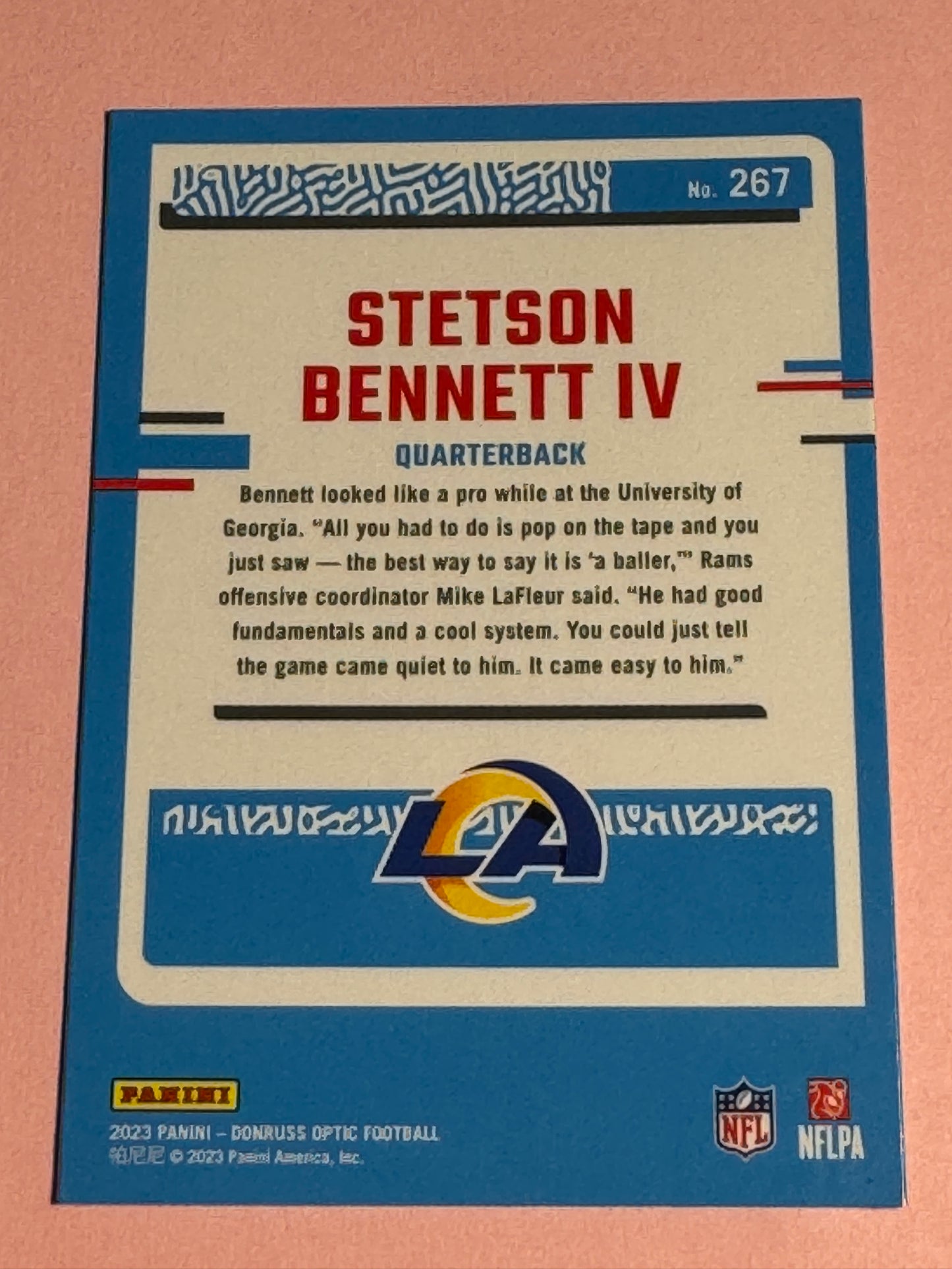 2023 Panini | Donruss Optic Fb | Stetson Bennett IV #267 | Rams | Rated Rookie