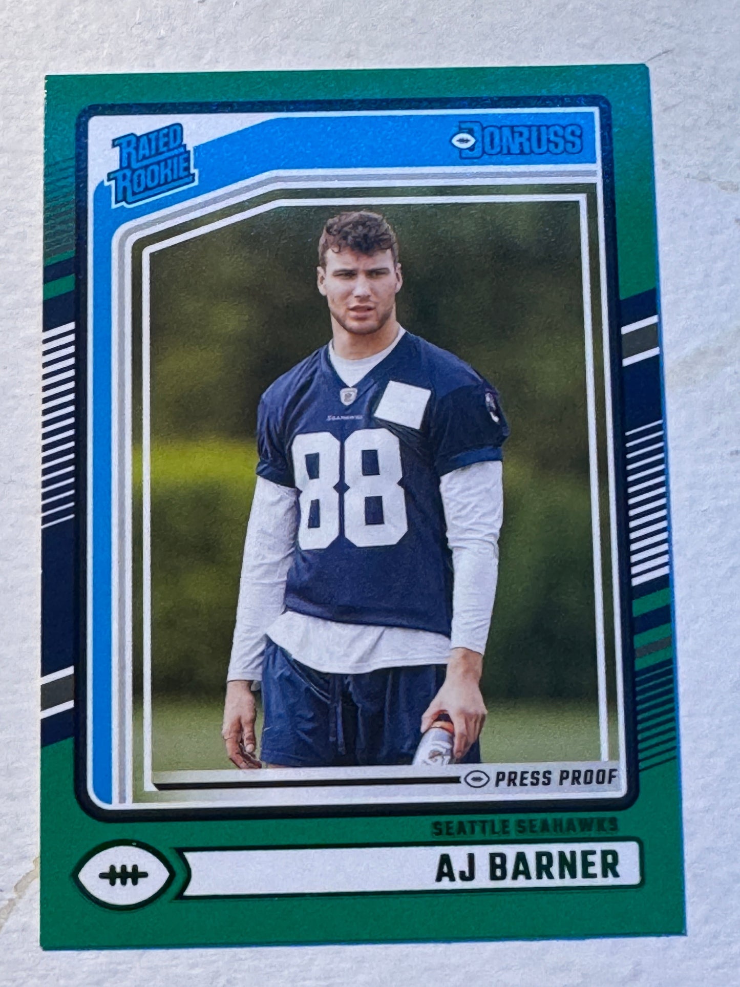 2024 Donruss Optic AJ Barner #367 Seahawks Green Rated Rookie