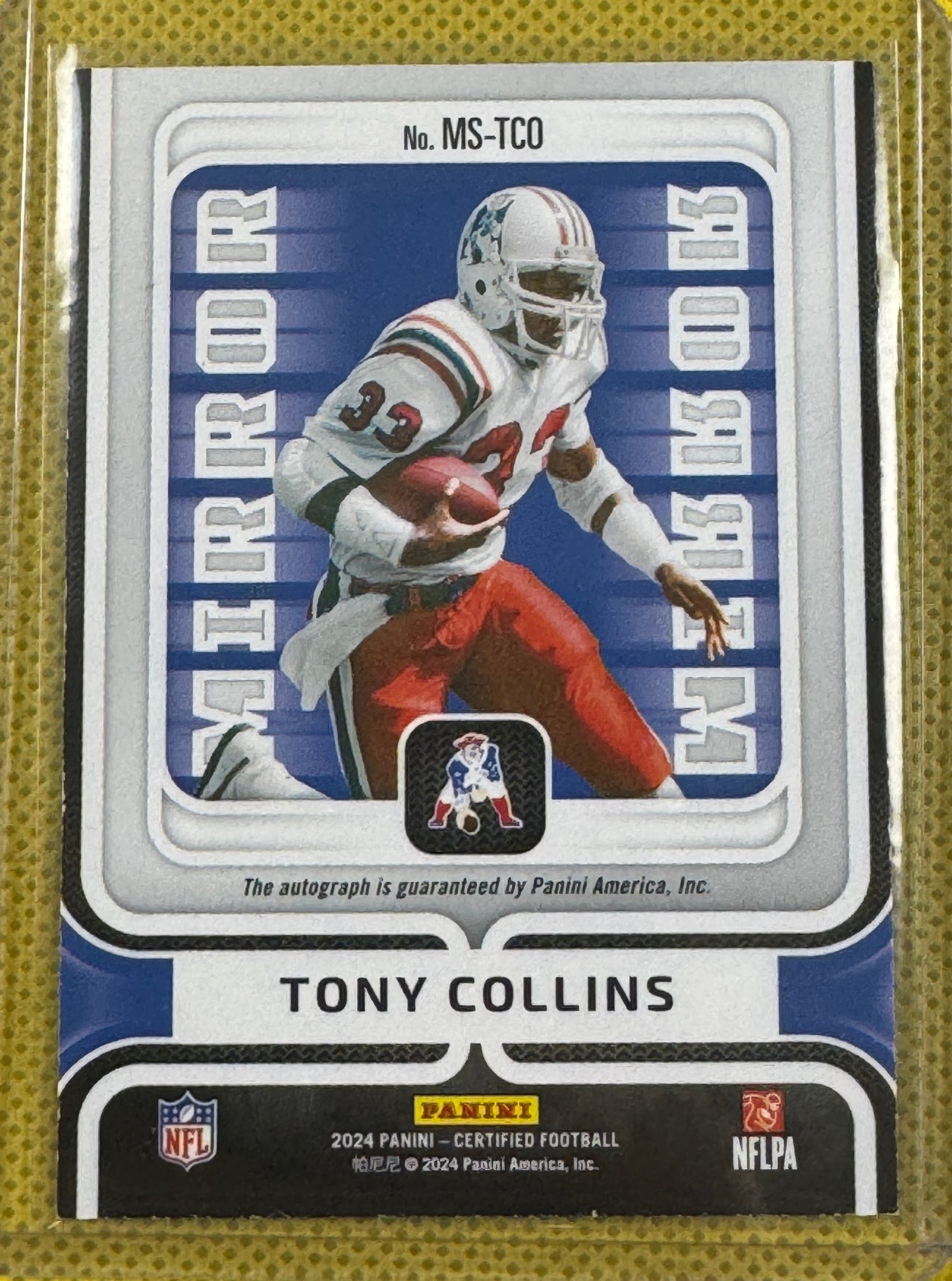 2024 Panini Certified Football Tony Collins #MS-TCO Mirror Auto 25/25 Bookend