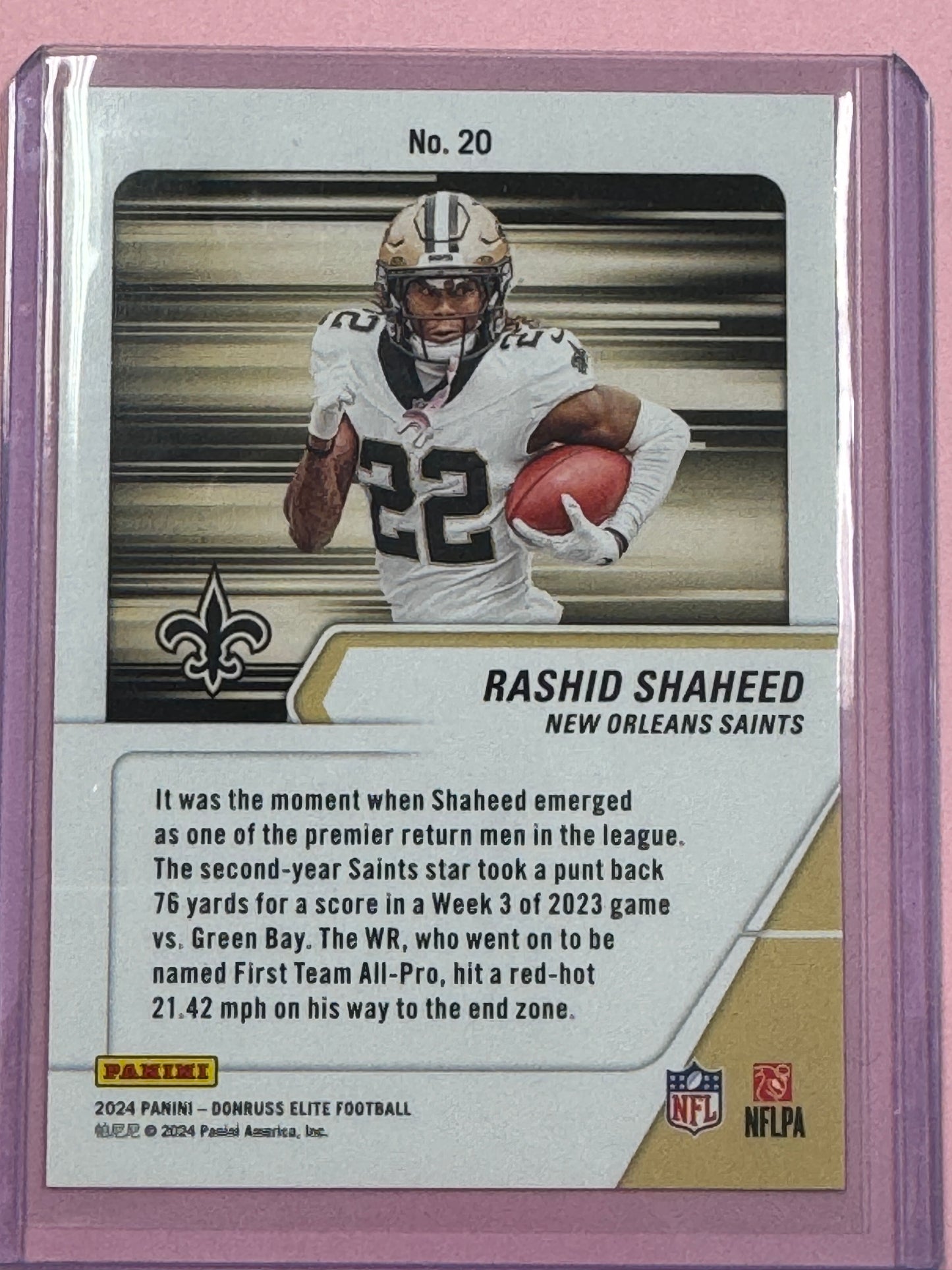 2024 Panini Donruss Elite Football Rashid Shaheed #20 Saints Blue Full Throttle 11/25