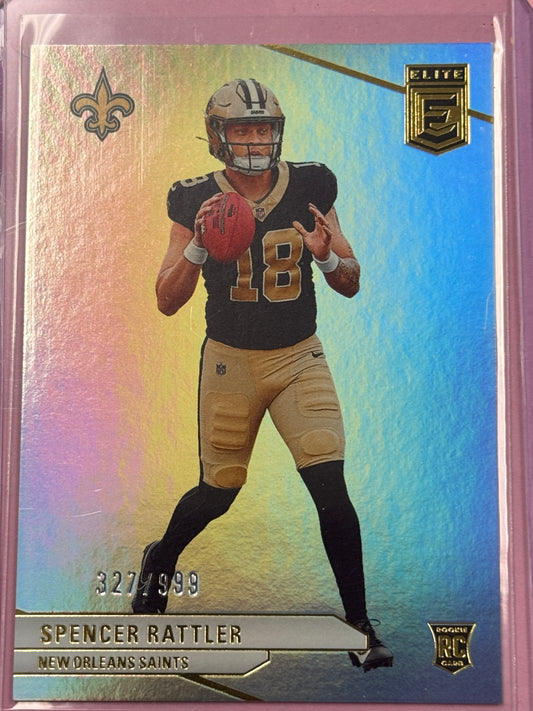 2024 Panini Donruss Elite Football Spencer Rattler #155 RC Saints Silver 327/999