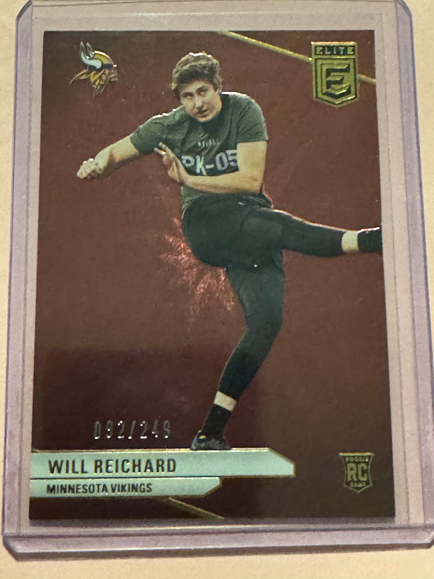 2024 Panini Donruss Elite Football Will Reichard #200 Vikings Maroon RC 92/249