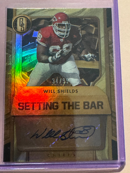 2024 Panini Gold Standard Football Will Shields #STB-WSS Chiefs Setting the Bar Auto 34/99