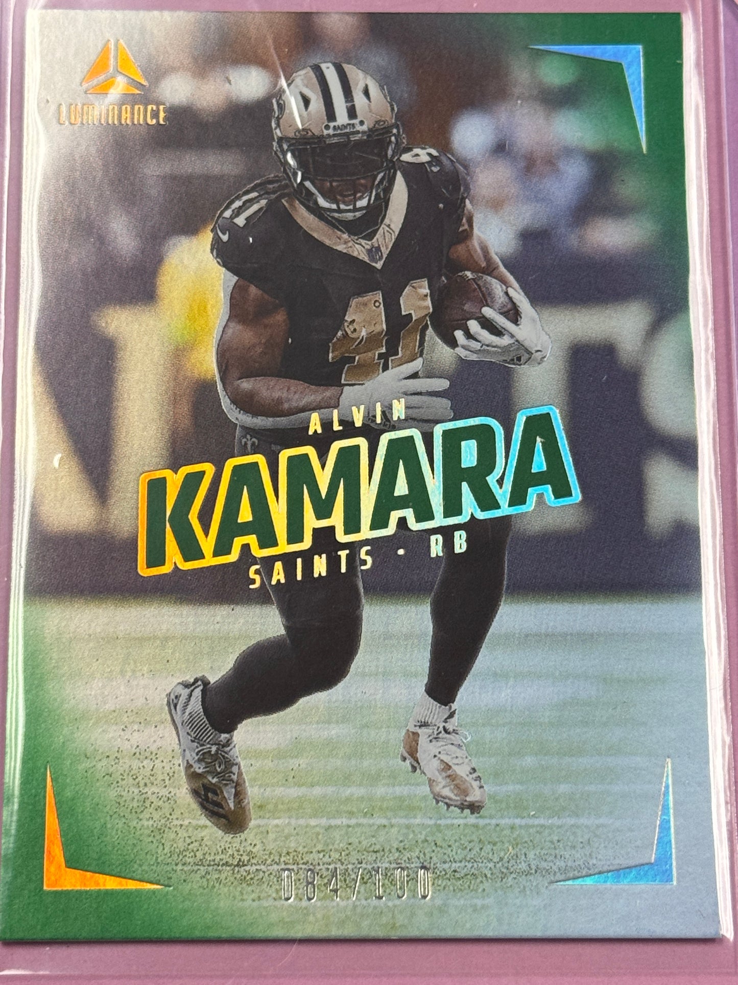 2024 Panini Luminance Football Alvin Kamara Saints Green 084/100