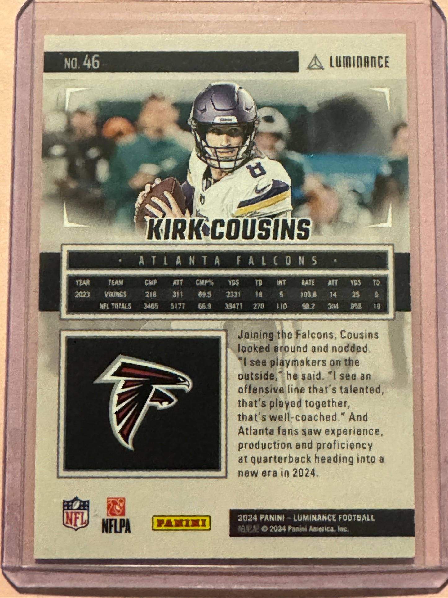 2024 Panini Luminance Football Kirk Cousins #46 Green 10/100