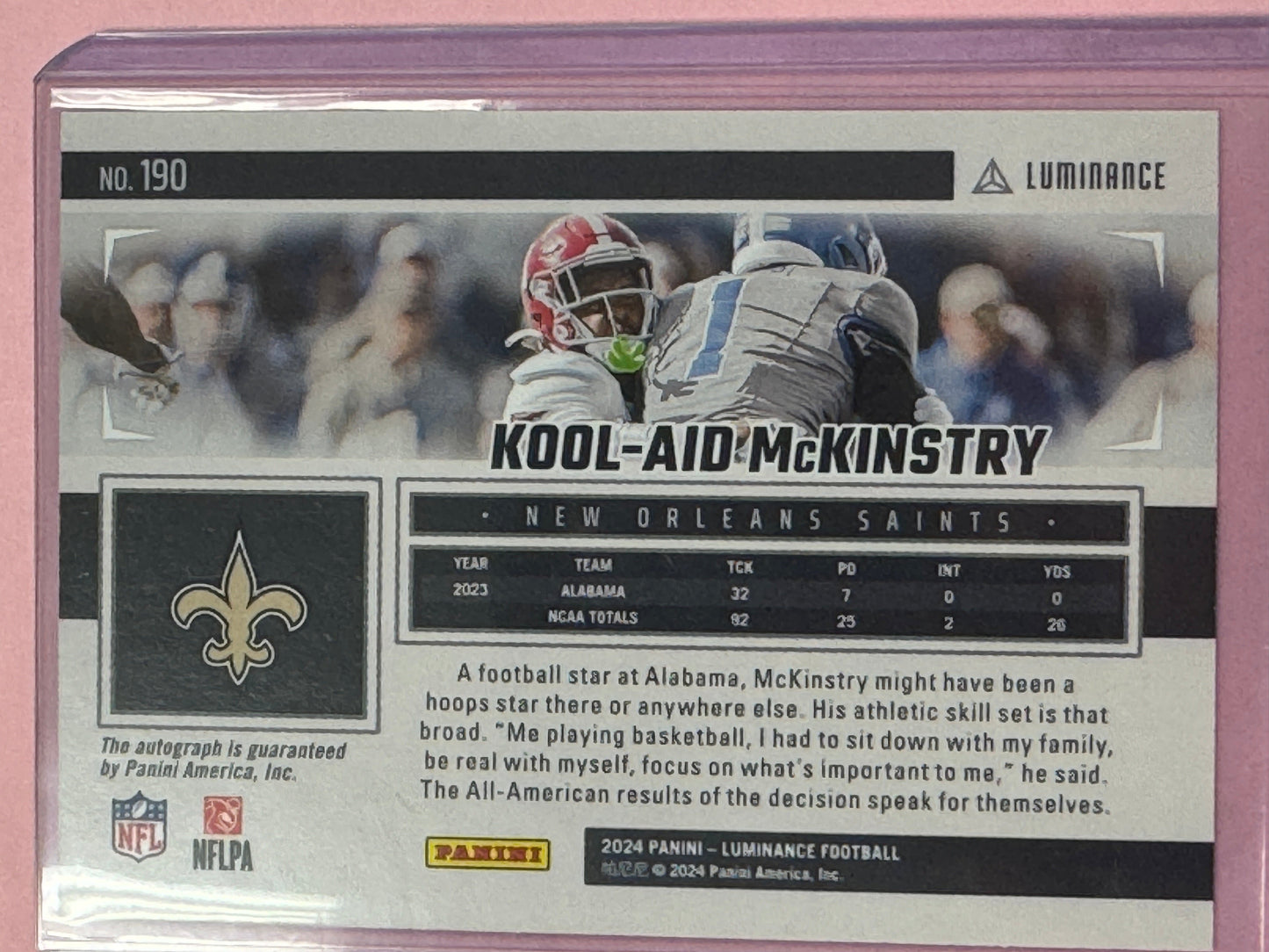 2024 Panini Luminance Football Kool-Aid McKinstry Saints RC Auto 153/350