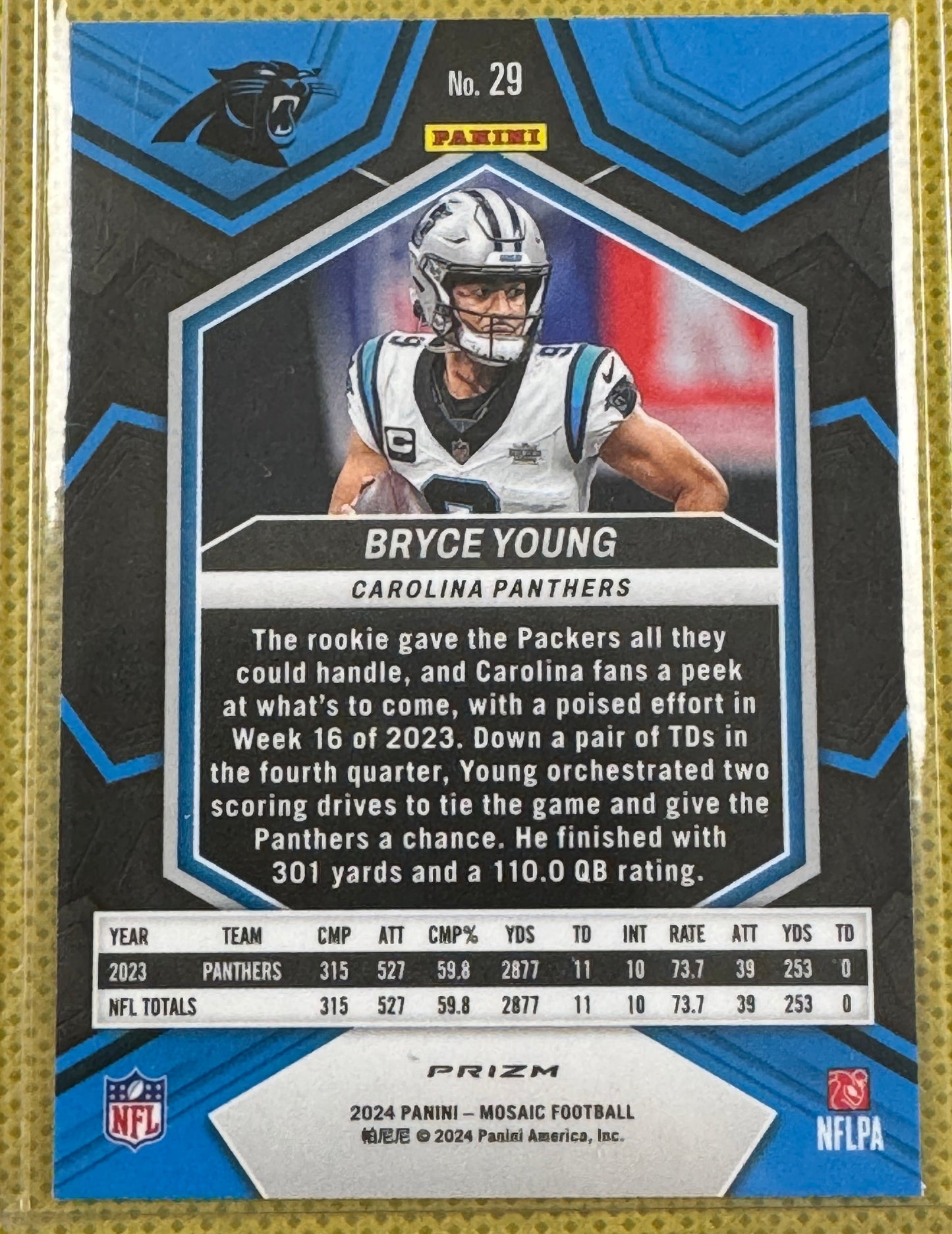 2024 Panini Mosaic Football Bryce Young #29 Panthers Red Mosaic Prizm