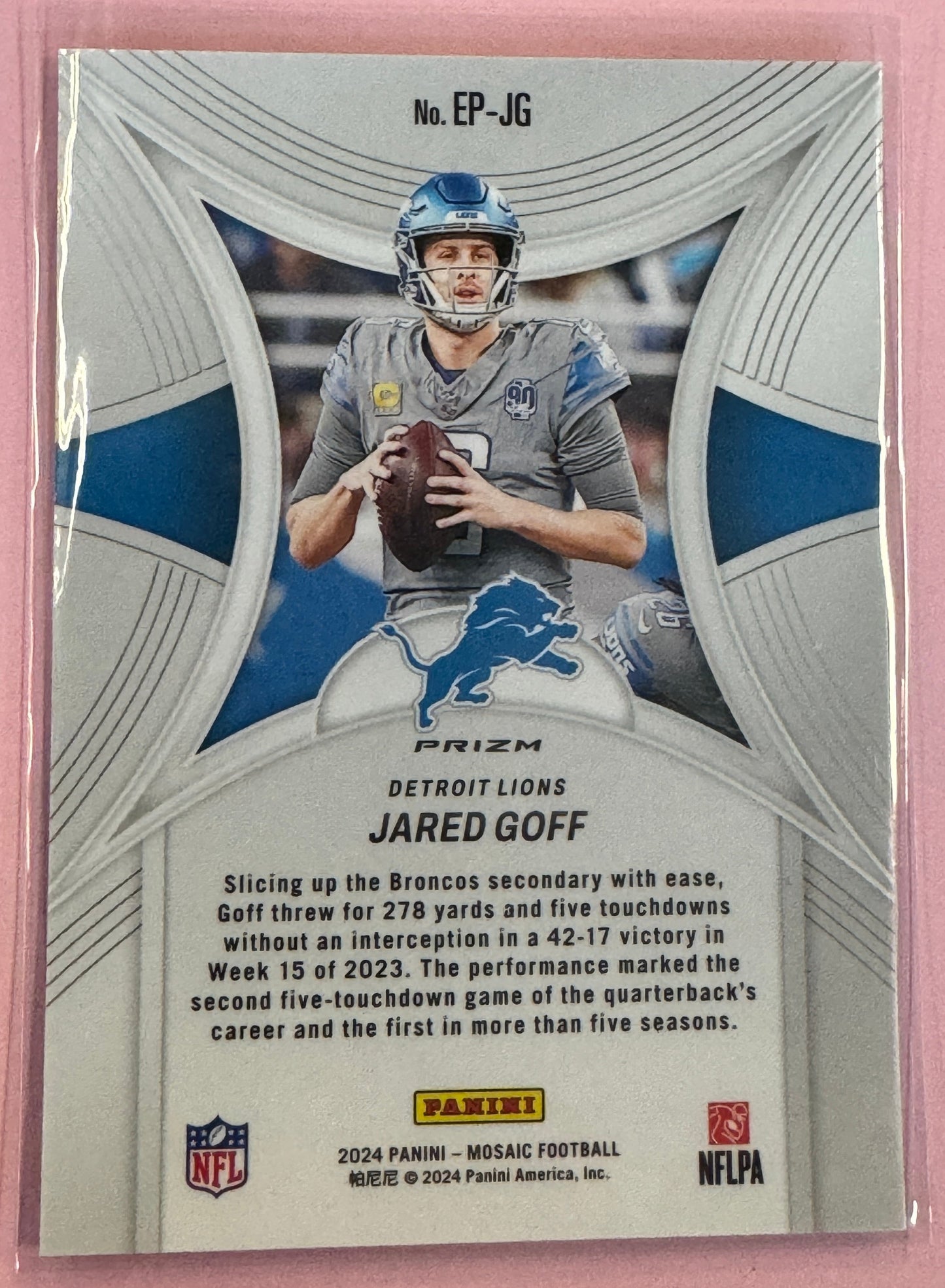 2024 Panini Mosaic Jared Goff #EP-JG Lions Epic Performers Silver