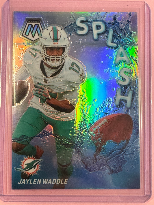 2024 Panini Mosaic Jaylen Waddle #SS-JWE Dolphins Splash Silver