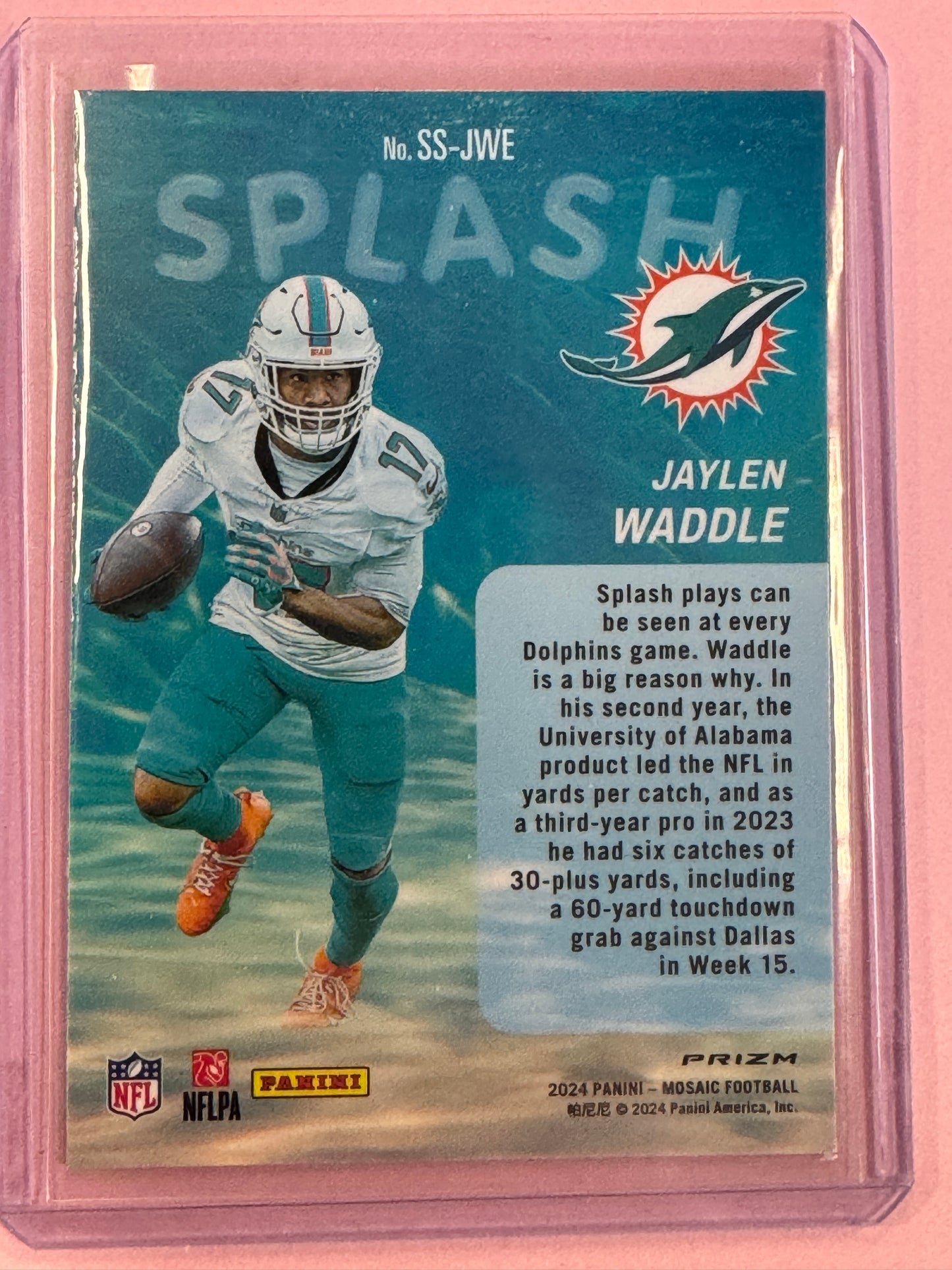 2024 Panini Mosaic Jaylen Waddle #SS-JWE Dolphins Splash Silver