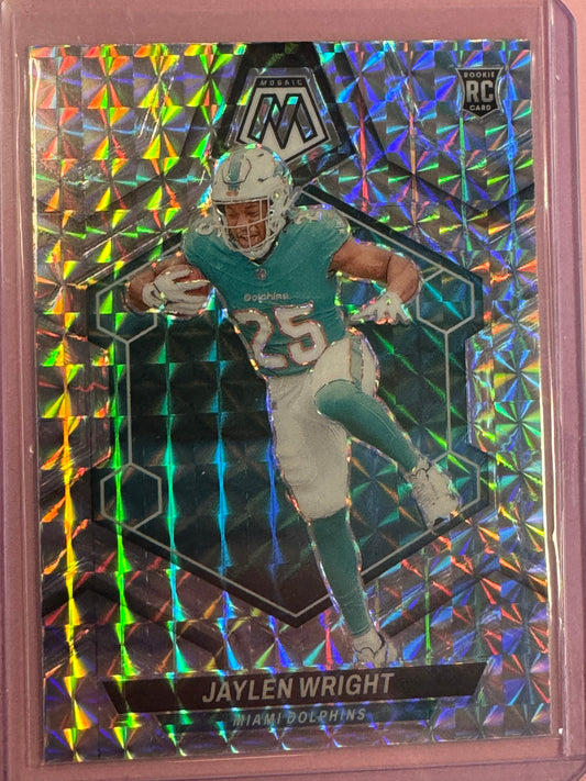 2024 Panini Mosaic Jaylen Wright #383 Dolphins RC Silver Mosaic