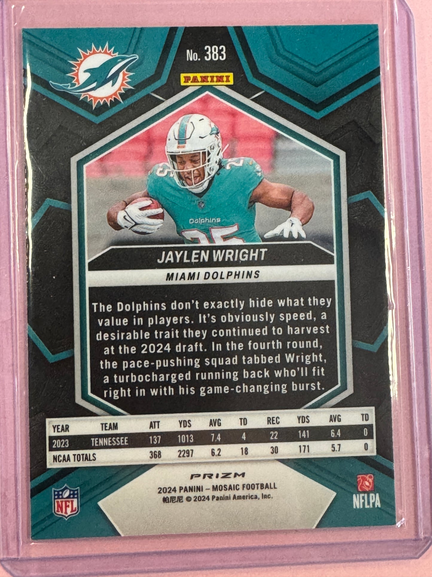 2024 Panini Mosaic Jaylen Wright #383 Dolphins RC Silver Mosaic