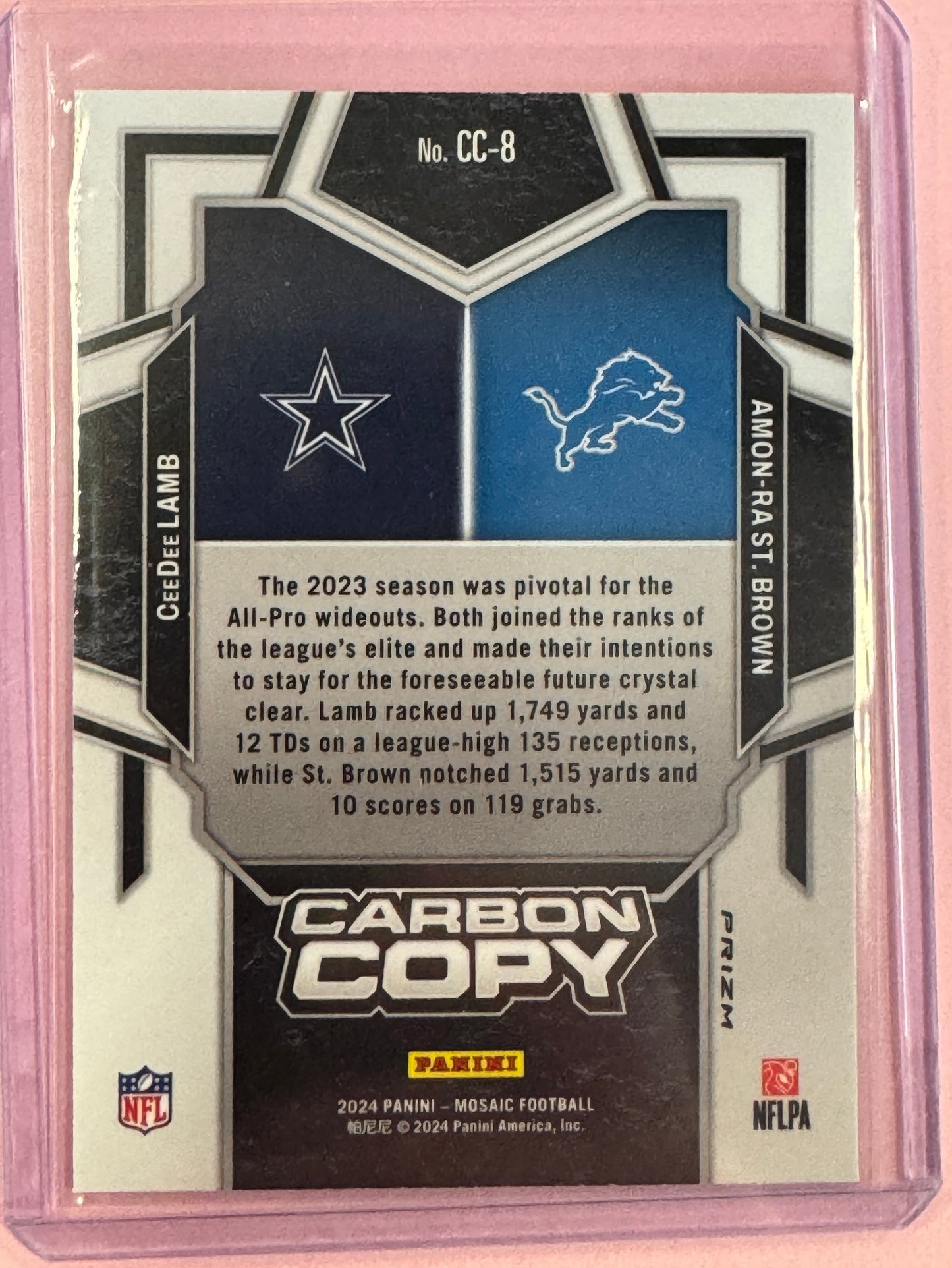 2024 Panini Mosaic Lamb/Ra St-Brown #cc-8 Carbon Copy Silver