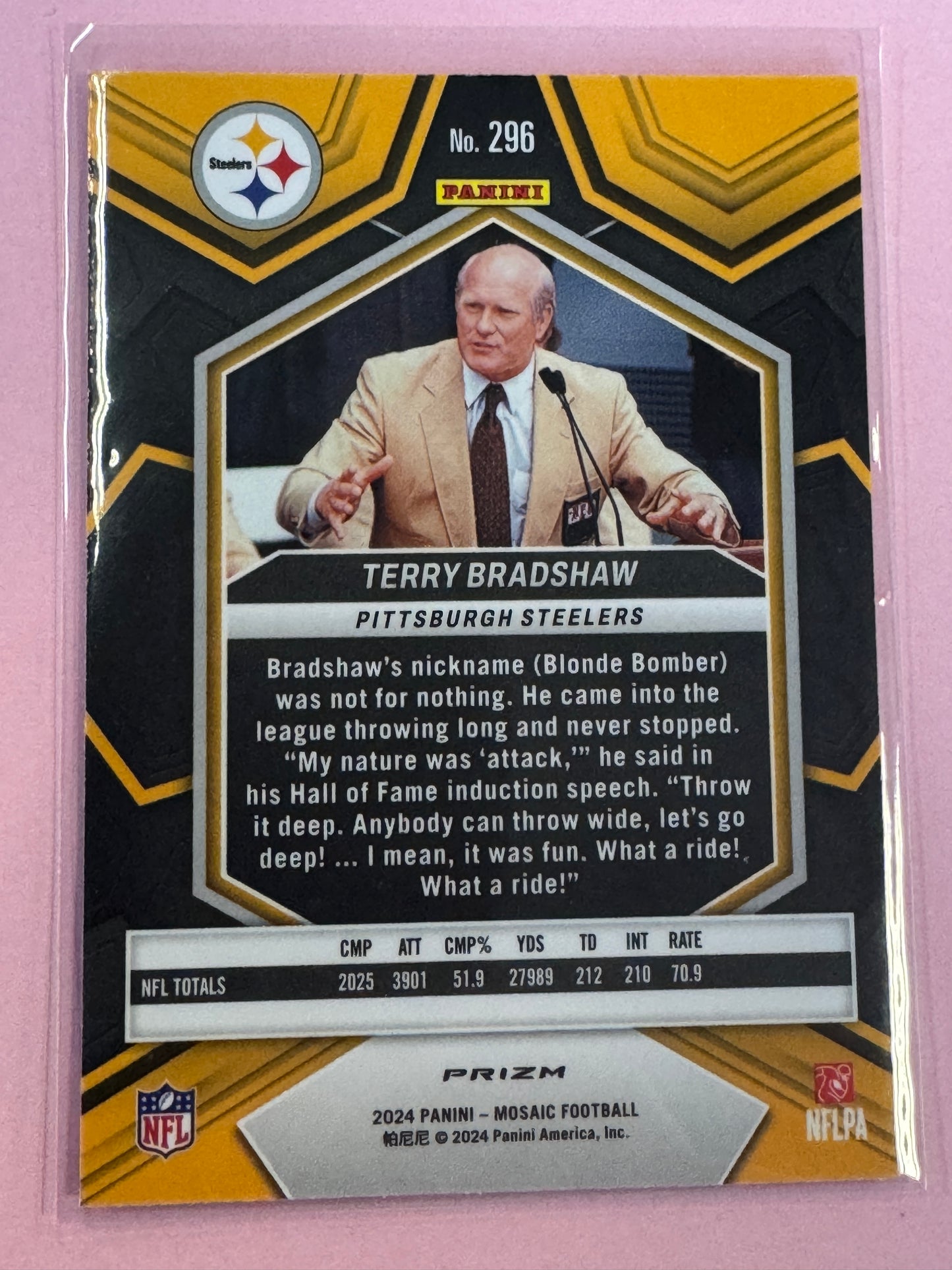 2024 Panini Mosaic Terry Bradshaw #296 Steelers Silver holo